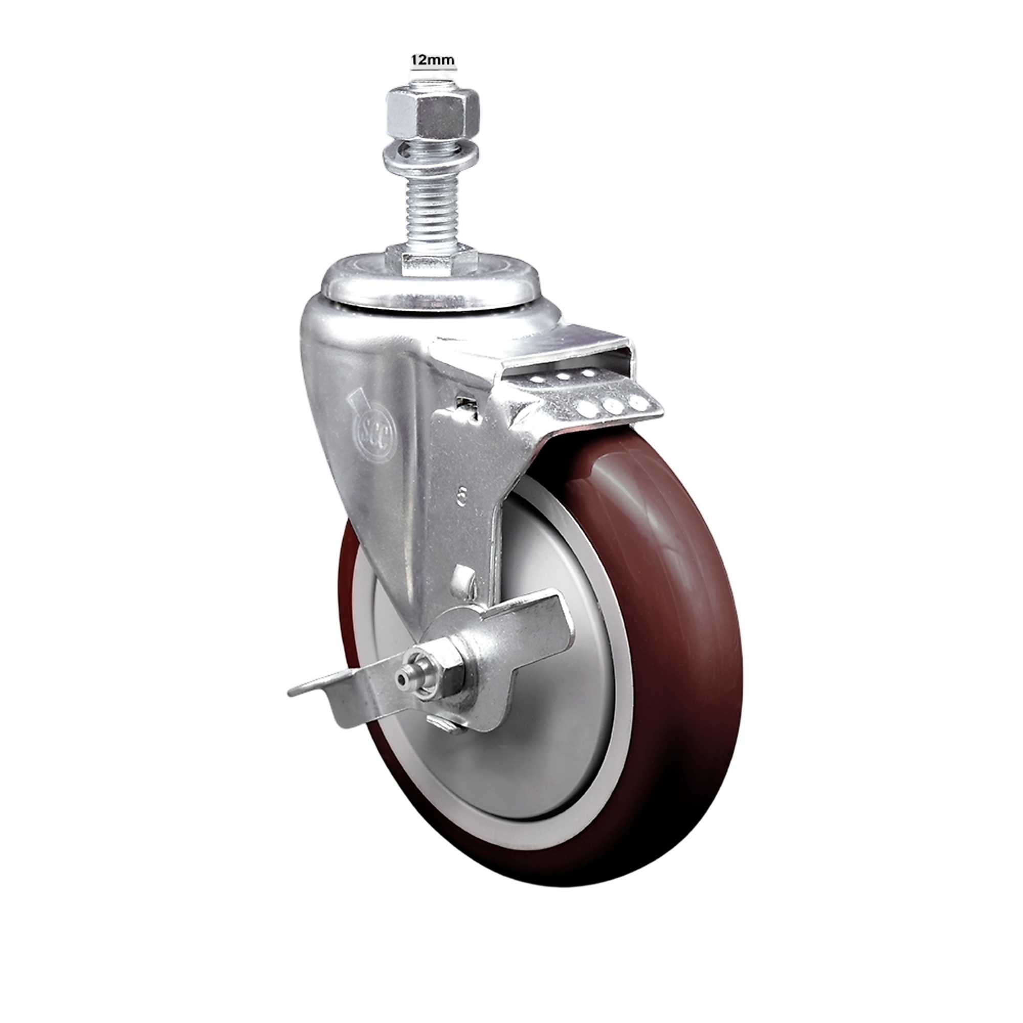 Service Caster, 5Inch x 1 1/4Inch Stem Caster, Wheel Diameter 5 in, Caster Type Swivel, Package (qty.) 1, Model SCC-SSTS20S514-PPUB-MRN-TLB-M1215