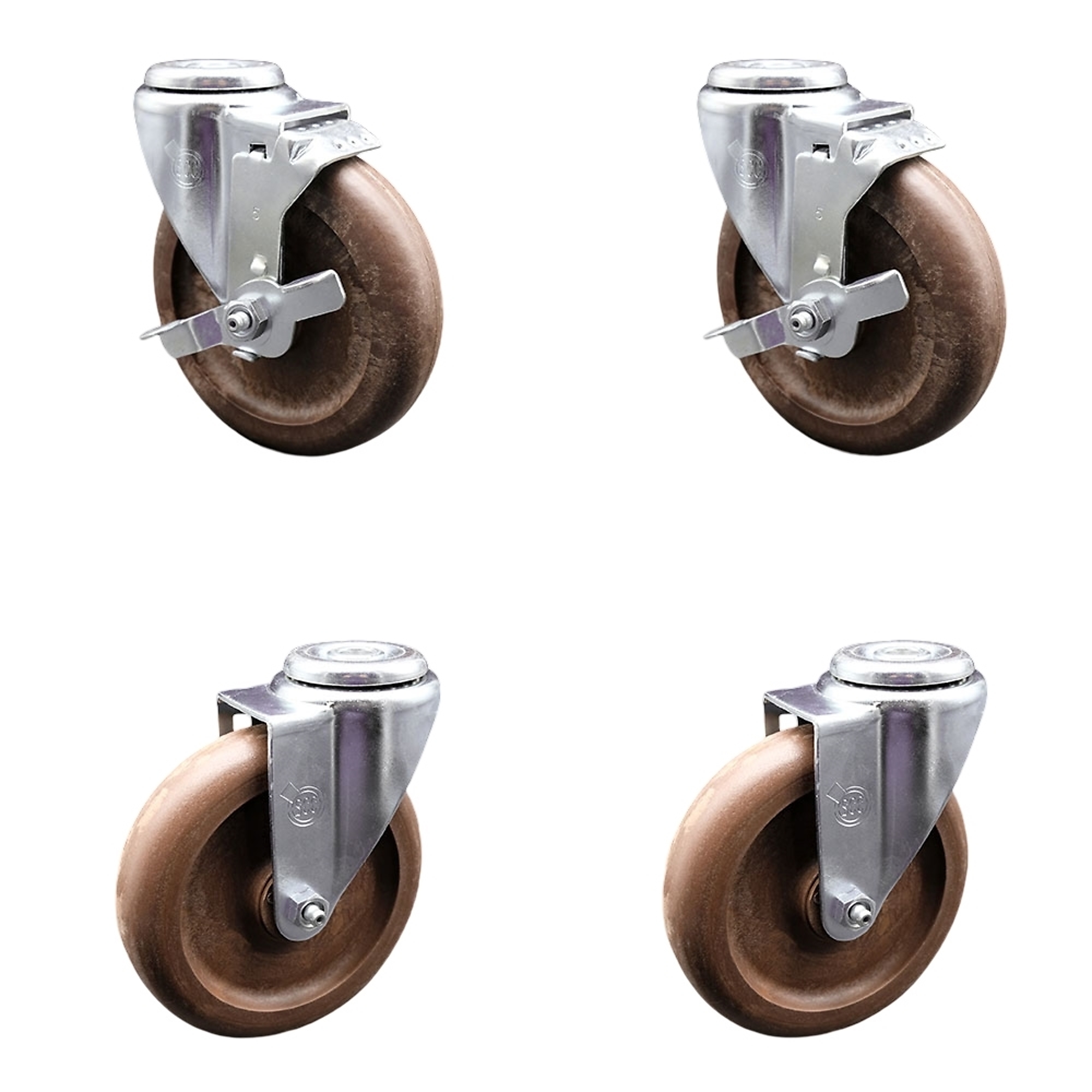 Service Caster, 5Inch x 1 1/4Inch Stem Casters, Wheel Diameter 5 in, Caster Type Swivel, Package (qty.) 4, Model SCC-BH20S514-GFNSHT-2-TLB-2