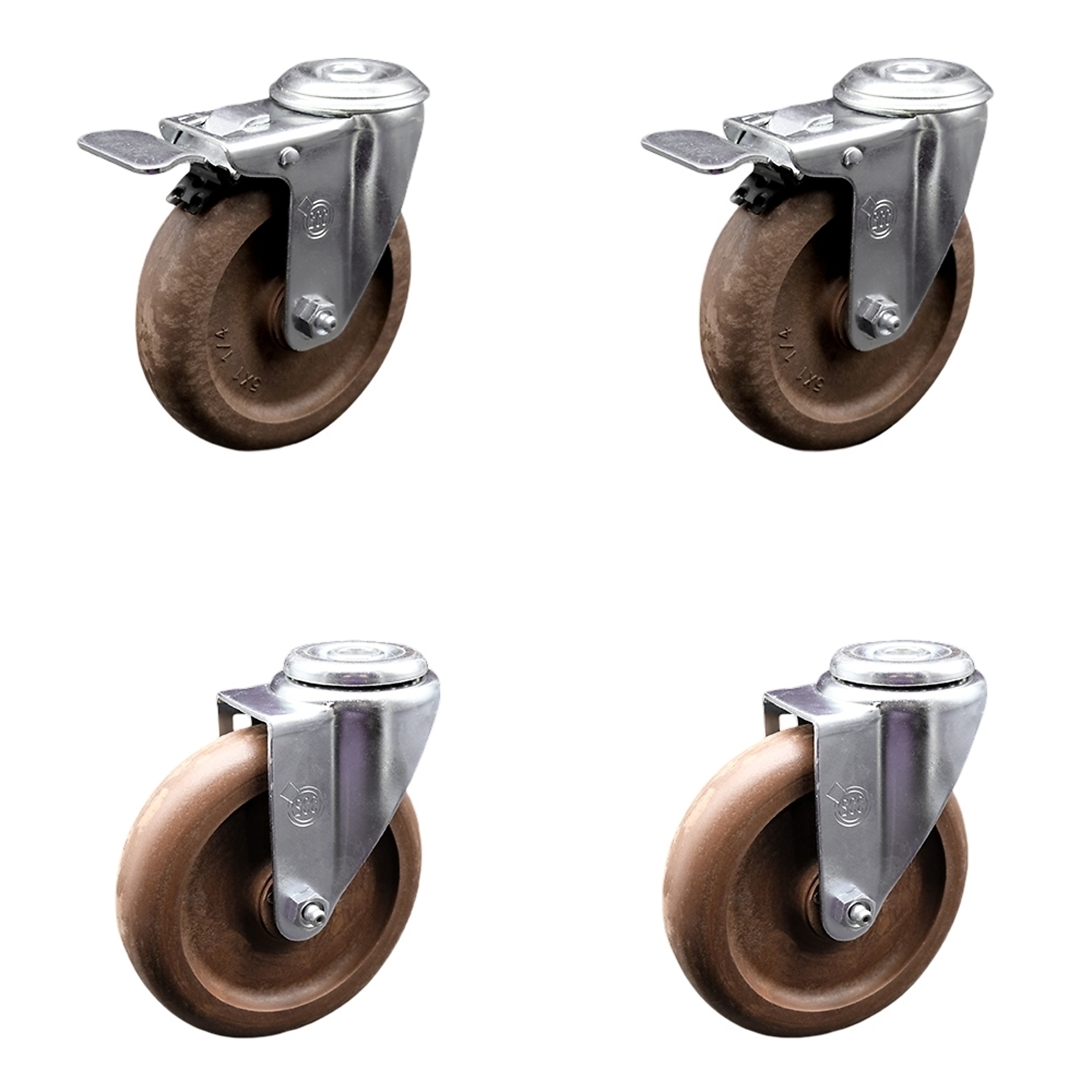 Service Caster, 5Inch x 1 1/4Inch Stem Casters, Wheel Diameter 5 in, Caster Type Swivel, Package (qty.) 4, Model SCC-BHTTL20S514-GFNSHT-2-S-2