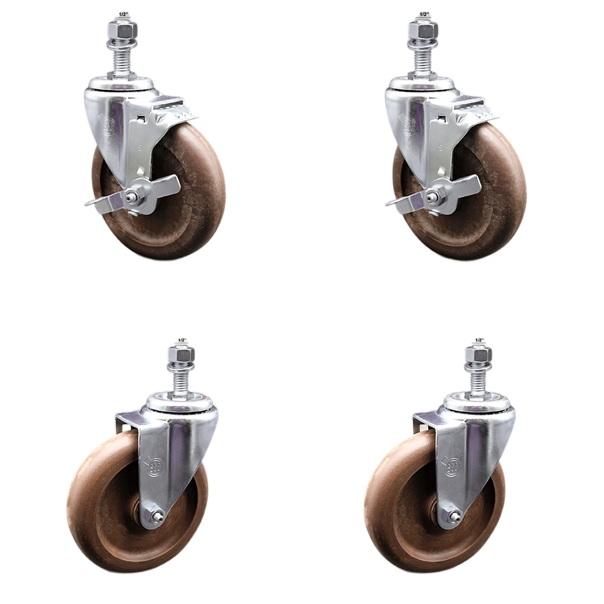 Service Caster, 5Inch x 1 1/4Inch Stem Casters, Wheel Diameter 5 in, Caster Type Swivel, Package (qty.) 4, Model SCC-SSTS20S514-GFNSHT-121315-2-TLB-2