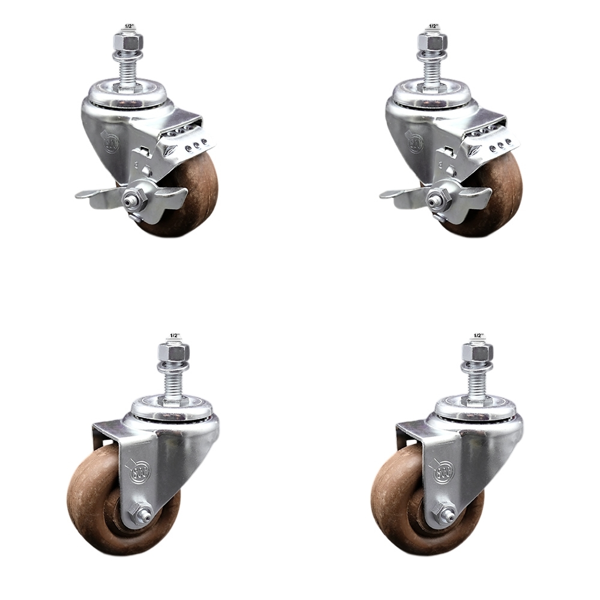 Service Caster, 3 1/2Inch x 1 1/4Inch Stem Casters, Wheel Diameter 3.5 in, Caster Type Swivel, Package (qty.) 4, Model SCC-SSTS20S3514-GFNSHT-121315-2