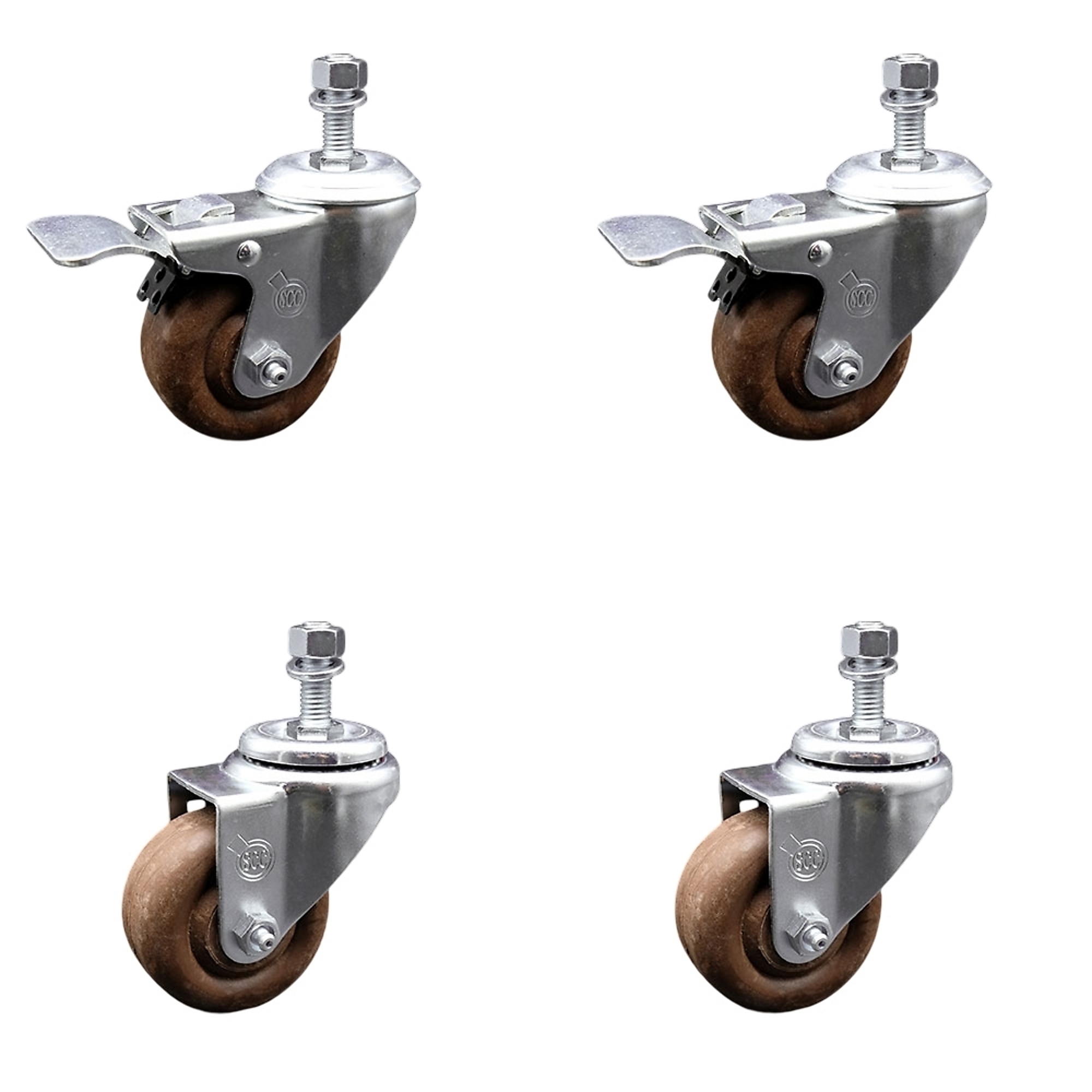 Service Caster, 3Inch x 1 1/4Inch Stem Casters, Wheel Diameter 3 in, Caster Type Swivel, Package (qty.) 4, Model SCC-TSTTL20S314-GFNSHT-121315-2-S-2