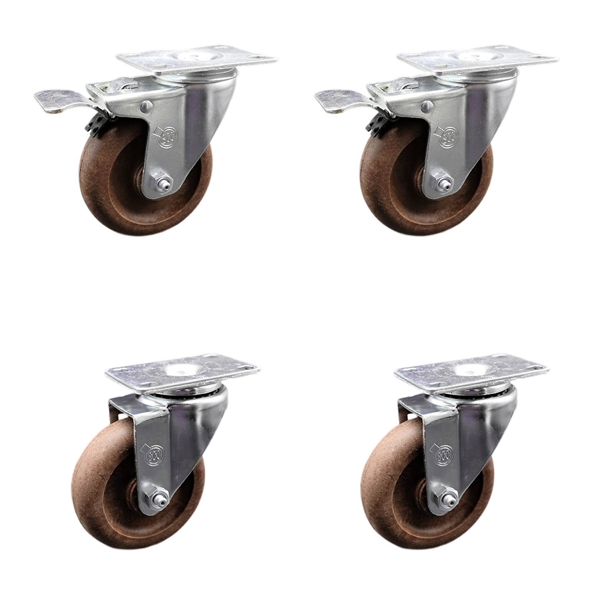 Service Caster, 4Inch x 1 1/4Inch Plate Casters, Wheel Diameter 4 in, Caster Type Swivel, Package (qty.) 4, Model SCC-SSTTL20S414-GFNSHT-2-S-2