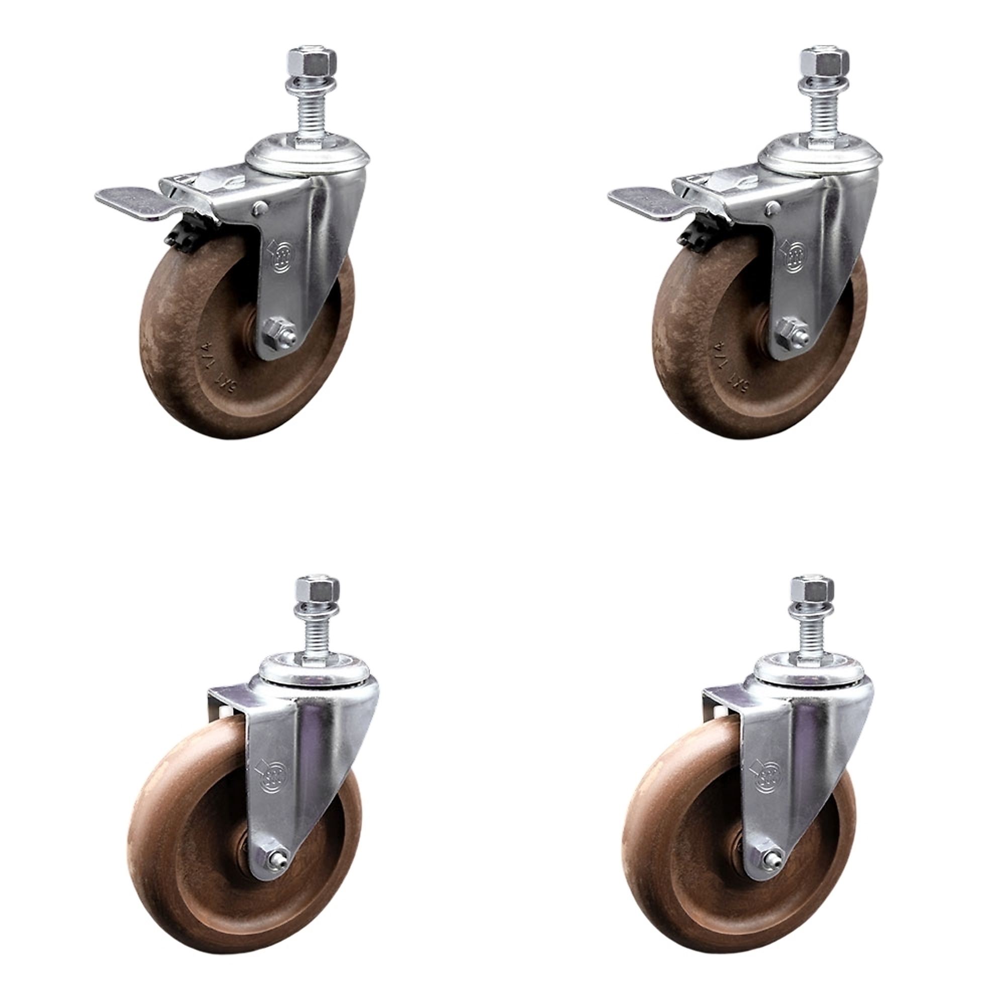 Service Caster, 5Inch x 1 1/4Inch Stem Casters, Wheel Diameter 5 in, Caster Type Swivel, Package (qty.) 4, Model SCC-TSTTL20S514-GFNSHT-121315-2-S-2