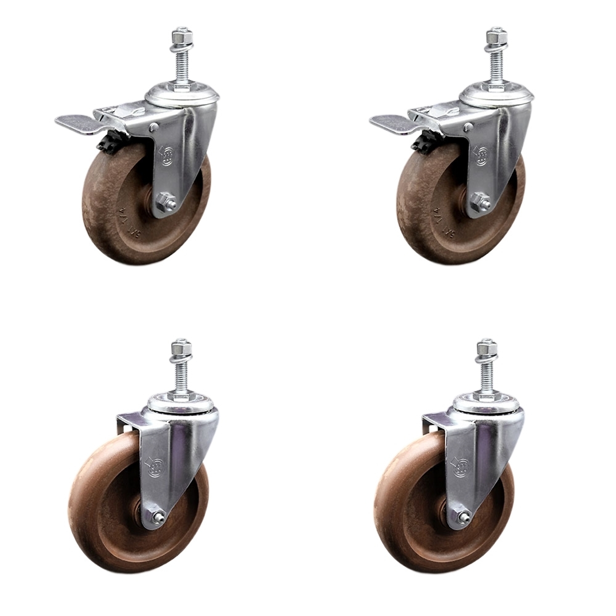 Service Caster, 5Inch x 1 1/4Inch Stem Casters, Wheel Diameter 5 in, Caster Type Swivel, Package (qty.) 4, Model SCC-TSTTL20S514-GFNSHT-381615-2-S-2