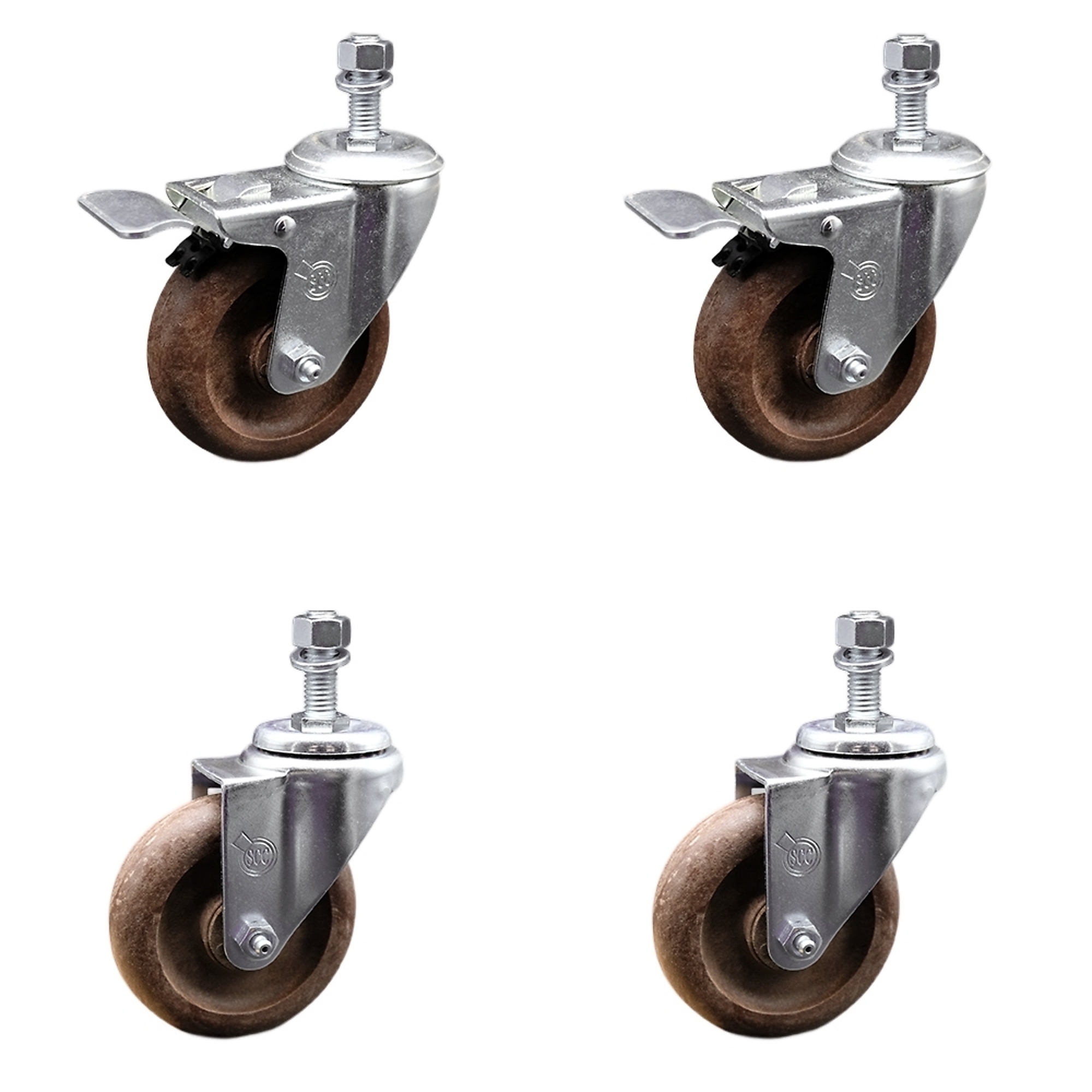 Service Caster, 4Inch x 1 1/4Inch Stem Casters, Wheel Diameter 4 in, Caster Type Swivel, Package (qty.) 4, Model SCC-SSTSTTL20S414-GFNSHT-121315-2-S2