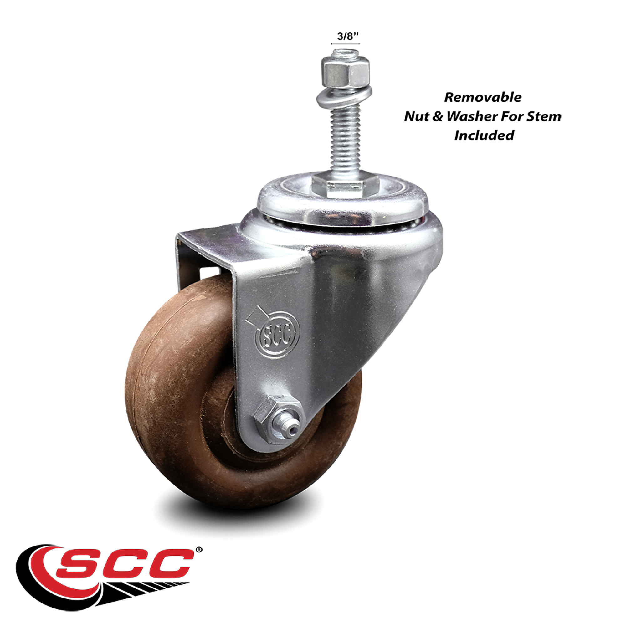 Service Caster, 3 1/2Inch x 1 1/4Inch Stem Caster, Wheel Diameter 3.5 in, Caster Type Swivel, Package (qty.) 1, Model SCC-TS20S3514-GFNSHT-381615