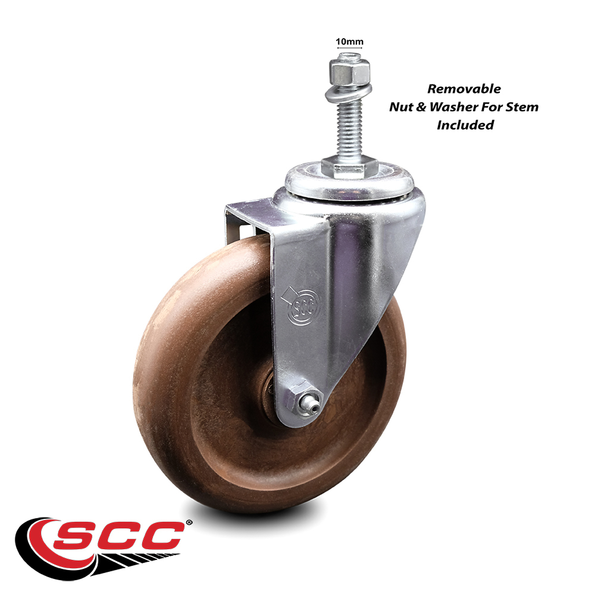 Service Caster, 5Inch x 1 1/4Inch Stem Caster, Wheel Diameter 5 in, Caster Type Swivel, Package (qty.) 1, Model SCC-TS20S514-GFNSHT-M1015