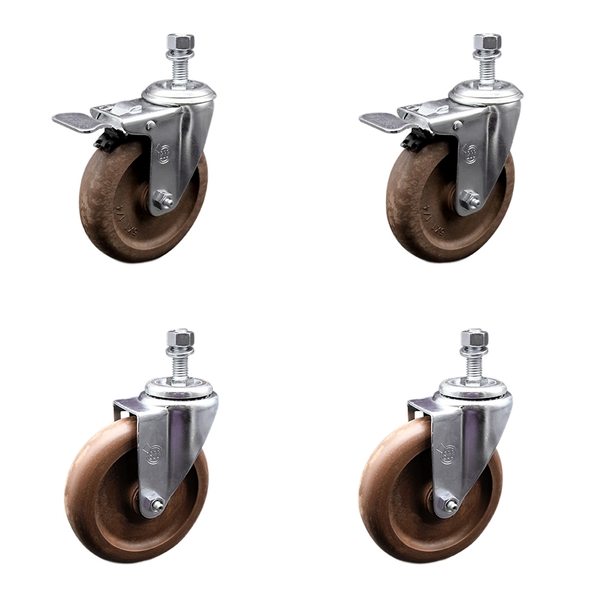 Service Caster, 5Inch x 1 1/4Inch Stem Casters, Wheel Diameter 5 in, Caster Type Swivel, Package (qty.) 4, Model SCC-TSTTL20S514-GFNSHT-M1215-2-S-2