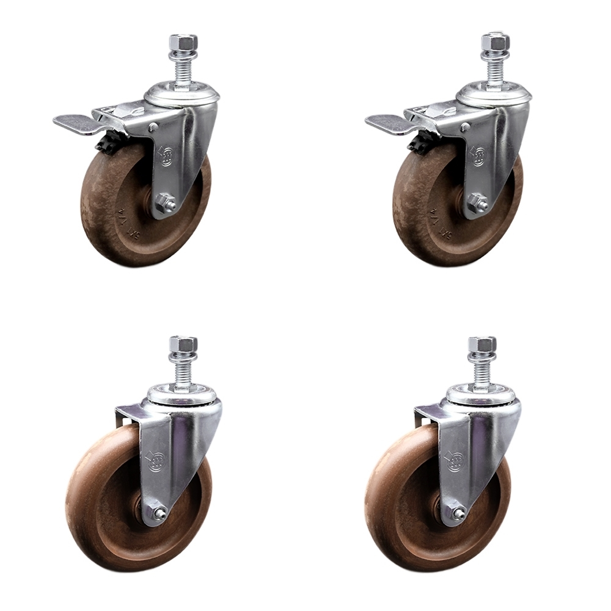 Service Caster, 5Inch x 1 1/4Inch Stem Casters, Wheel Diameter 5 in, Caster Type Swivel, Package (qty.) 4, Model SCC-SSTSTTL20S514-GFNSHT-M1215-2-S-2