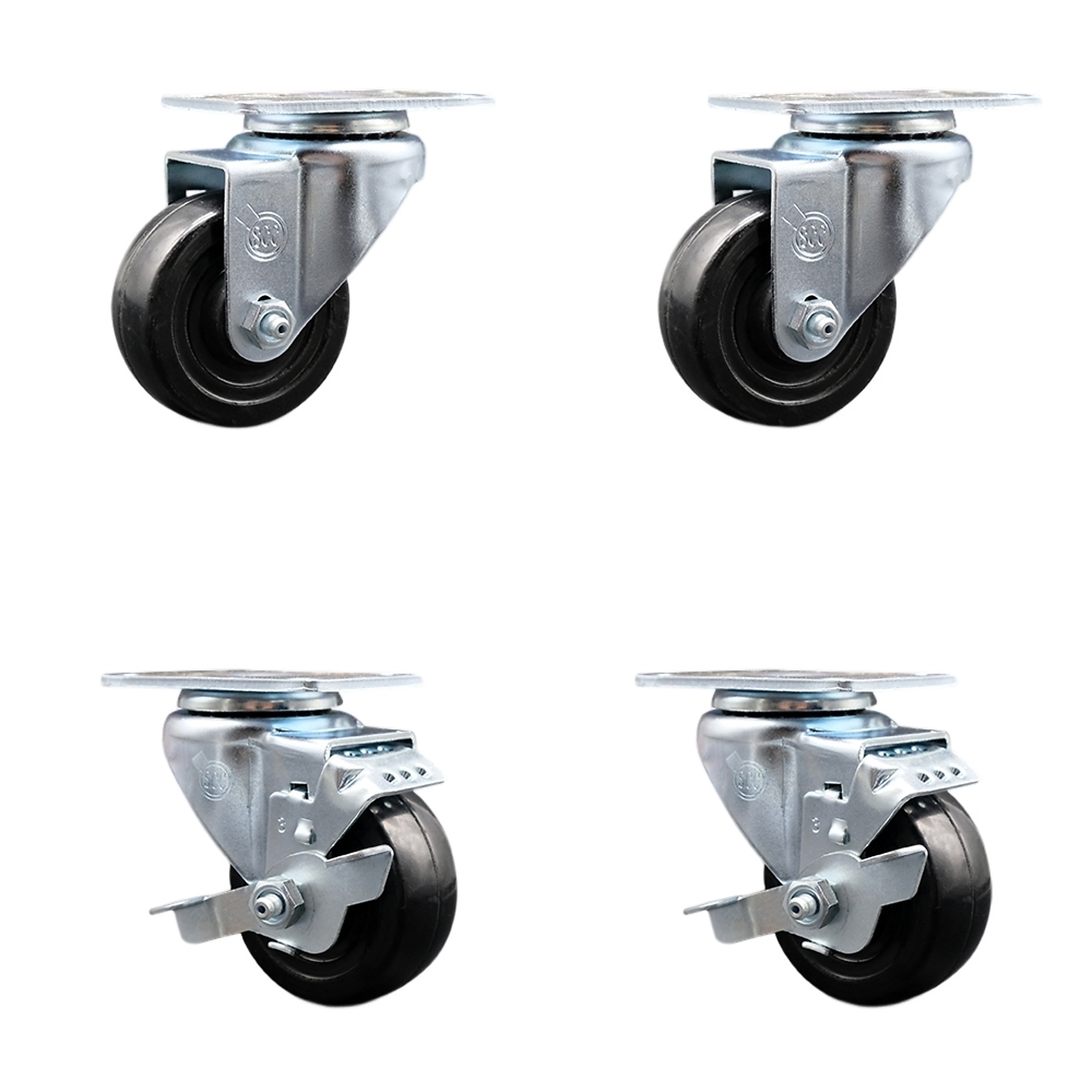 Service Caster, 3 1/2Inch x 1 1/4Inch Plate Casters, Wheel Diameter 3.5 in, Caster Type Swivel, Package (qty.) 4, Model SCC-20S3514-HRS-2-TLB-2