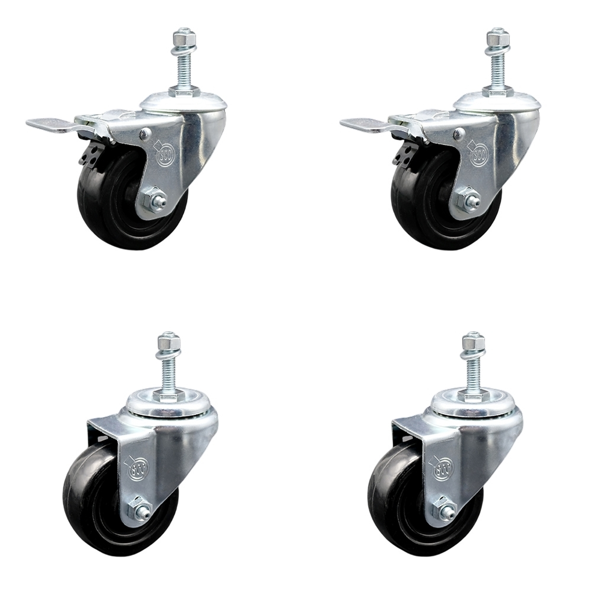 Service Caster, 3 1/2Inch x 1 1/4Inch Stem Casters, Wheel Diameter 3.5 in, Caster Type Swivel, Package (qty.) 4, Model SCC-TSTTL20S3514-HRS-M1015-2-S-