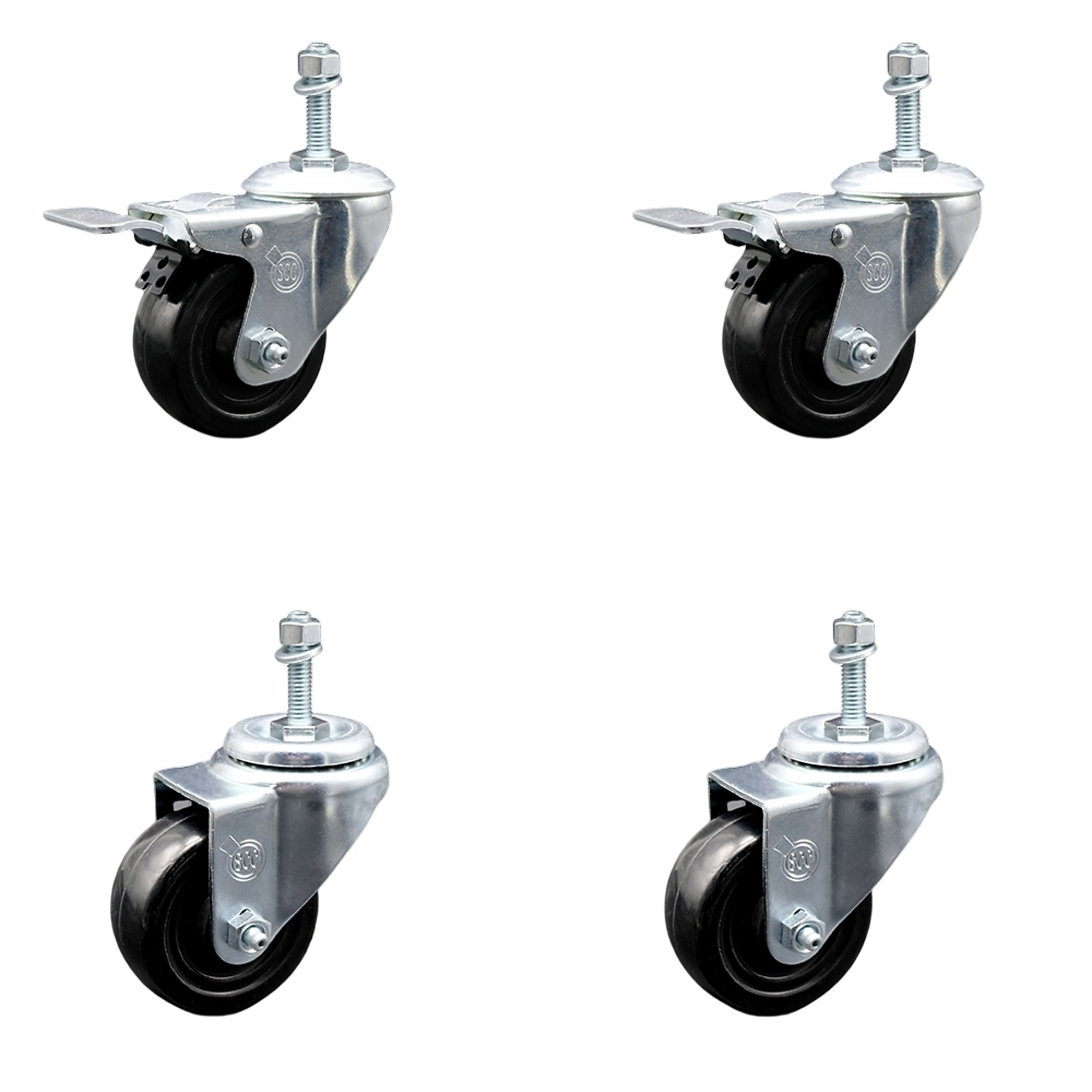 Service Caster, 3 1/2Inch x 1 1/4Inch Stem Casters, Wheel Diameter 3.5 in, Caster Type Swivel, Package (qty.) 4, Model SCC-TSTTL20S3514-HRS-381615-2-S