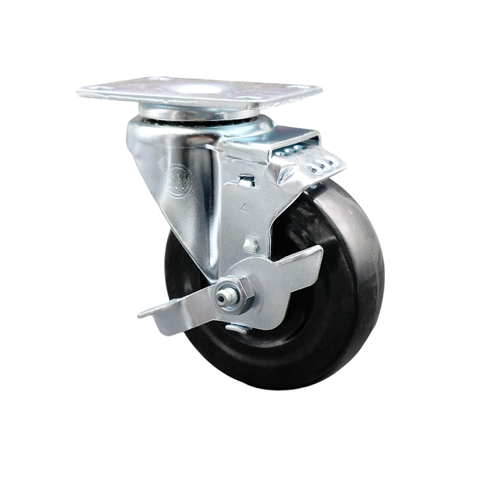 Service Caster, 4Inch x 1 1/4Inch Plate Caster, Wheel Diameter 4 in, Caster Type Swivel, Package (qty.) 1, Model SCC-SS20S414-HRS-TLB