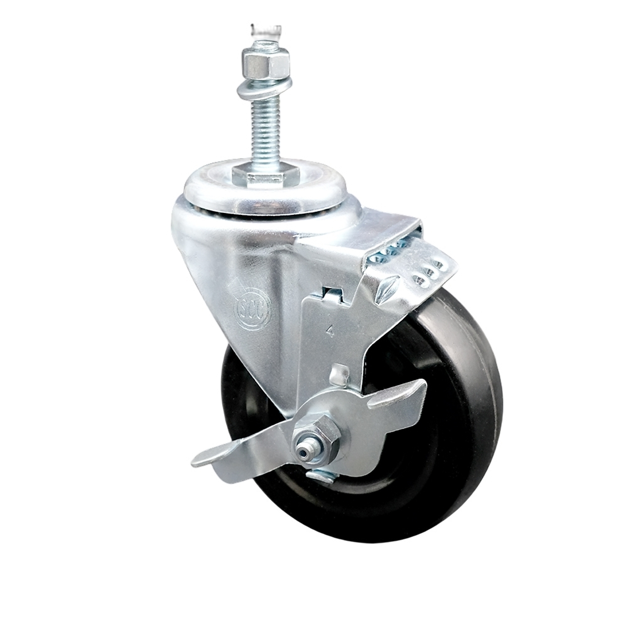 Service Caster, 4Inch x 1 1/4Inch Stem Caster, Wheel Diameter 4 in, Caster Type Swivel, Package (qty.) 1, Model SCC-SSTS20S414-HRS-TLB-M1015