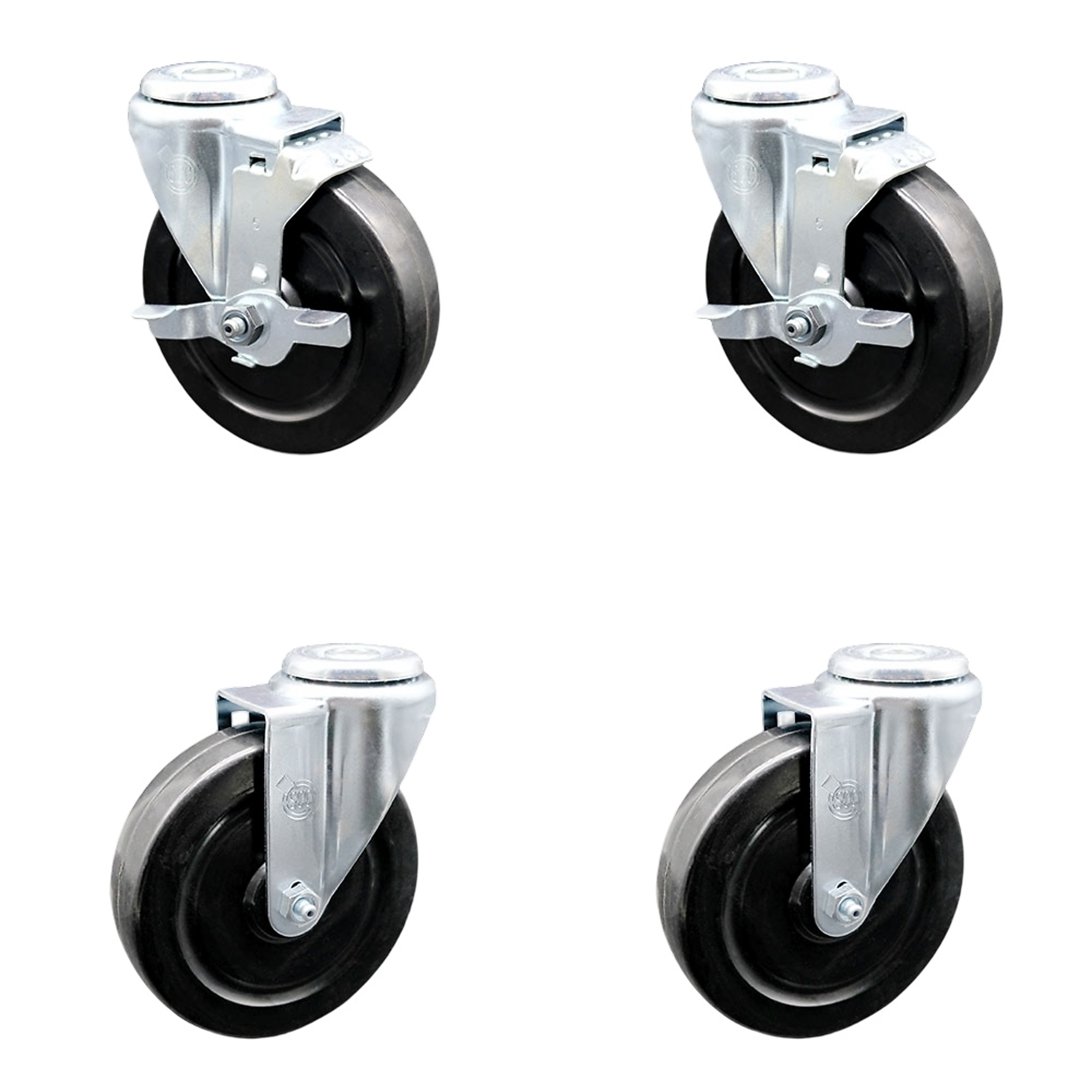 Service Caster, 5Inch x 1 1/4Inch Stem Casters, Wheel Diameter 5 in, Caster Type Swivel, Package (qty.) 4, Model SCC-BH20S514-HRS-2-TLB-2