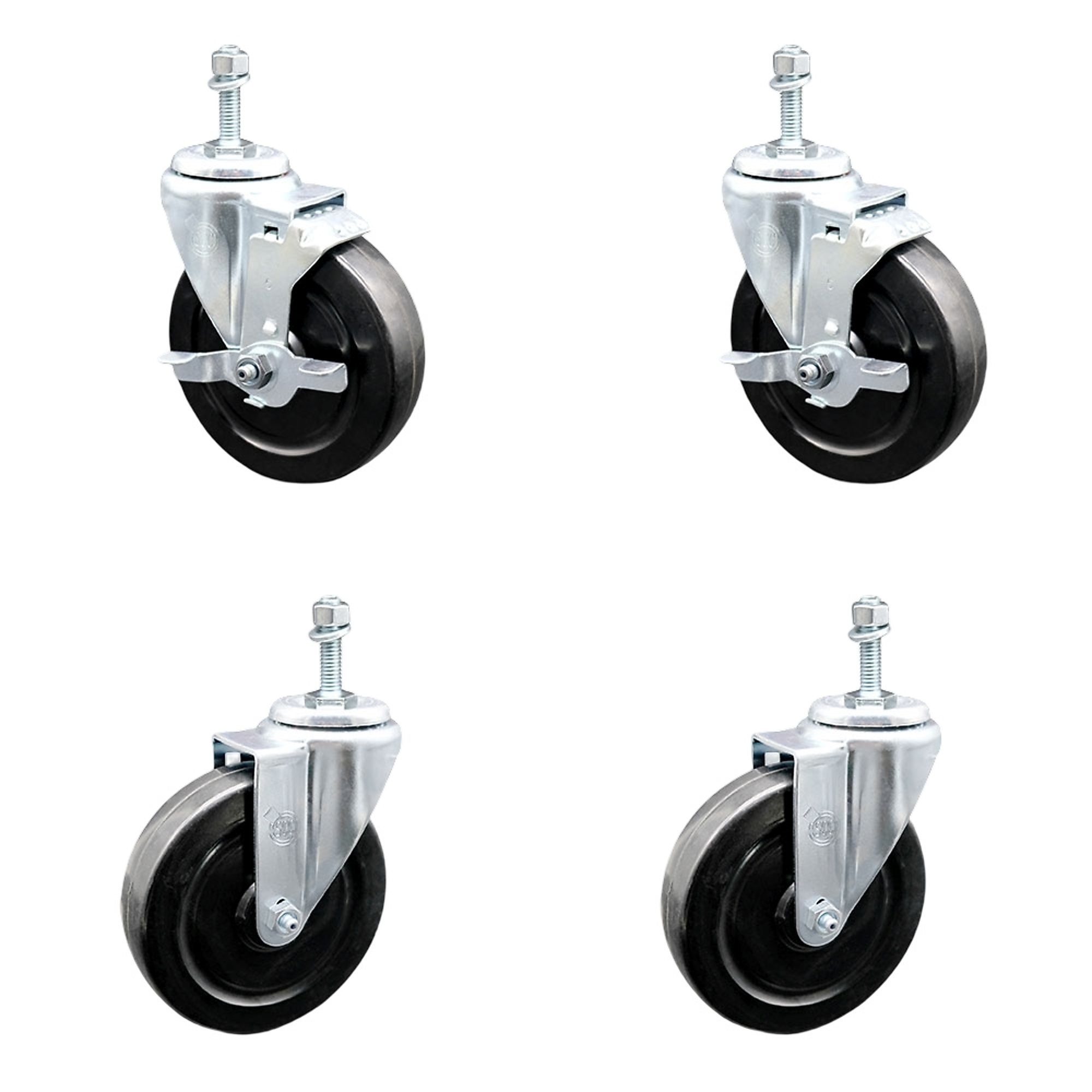 Service Caster, 5Inch x 1 1/4Inch Stem Casters, Wheel Diameter 5 in, Caster Type Swivel, Package (qty.) 4, Model SCC-TS20S514-HRS-M1015-2-TLB-2