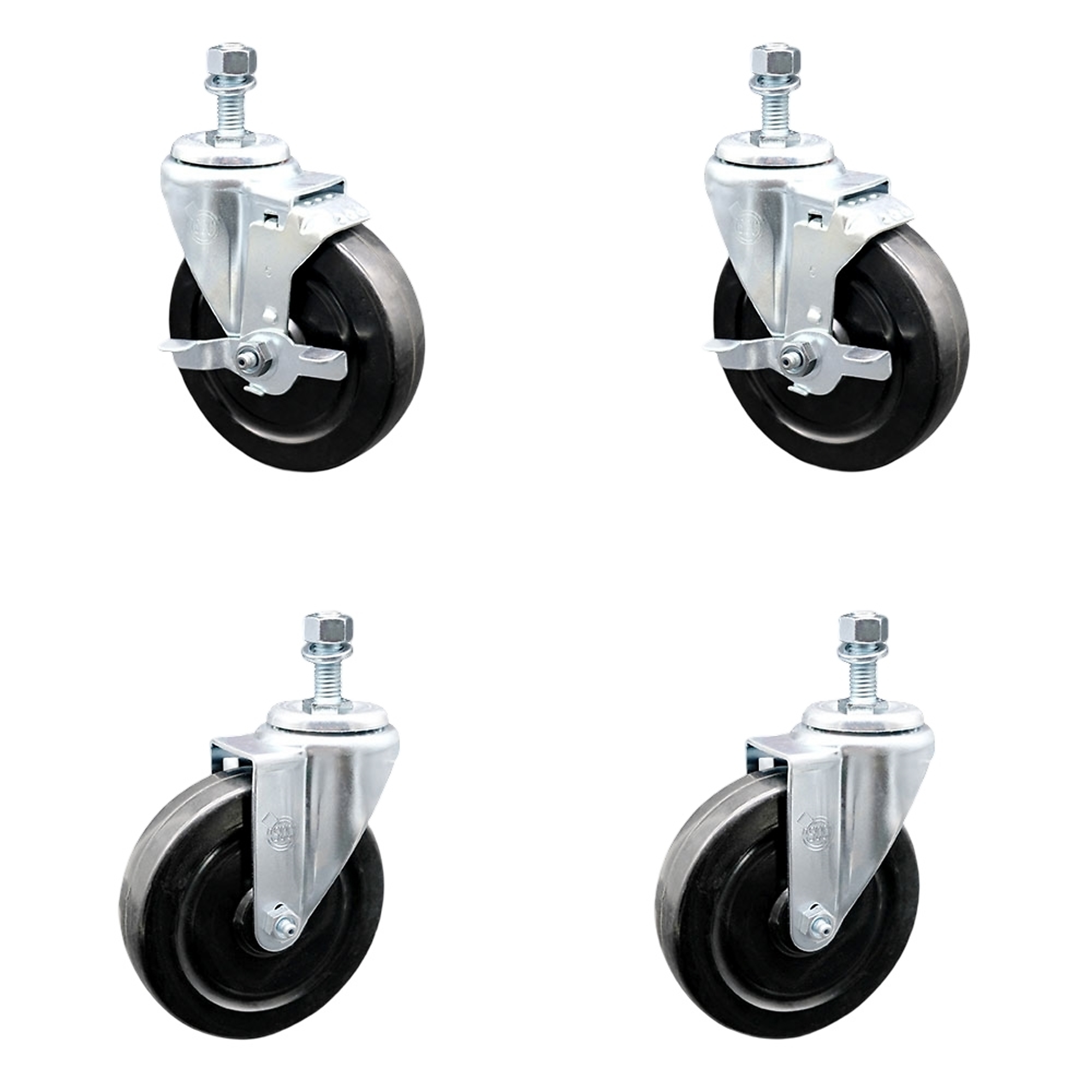 Service Caster, 5Inch x 1 1/4Inch Stem Casters, Wheel Diameter 5 in, Caster Type Swivel, Package (qty.) 4, Model SCC-TS20S514-HRS-M1215-2-TLB-2