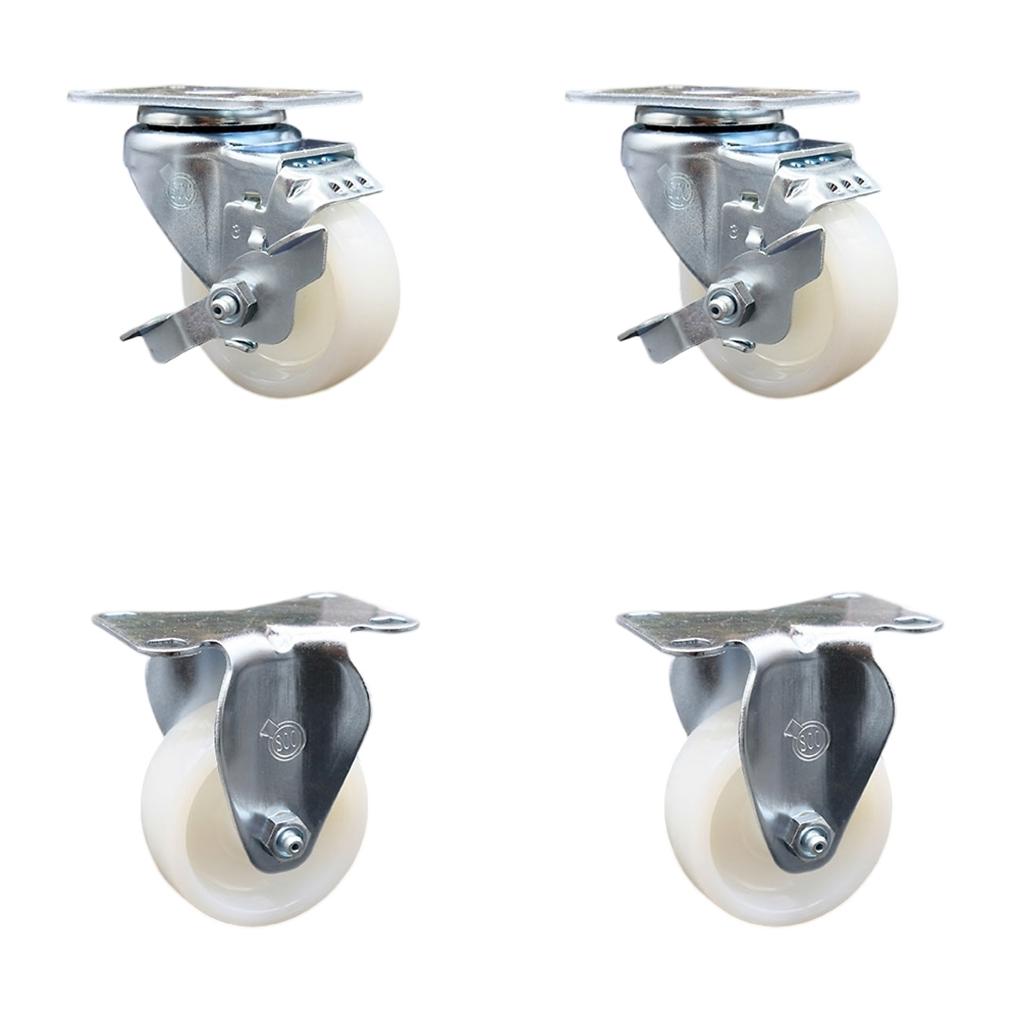 Service Caster, 3Inch x 1 1/4Inch Plate Casters, Wheel Diameter 3 in, Caster Type Swivel, Package (qty.) 4, Model SCC-SS20S314-NYS-TLB-2-R-2