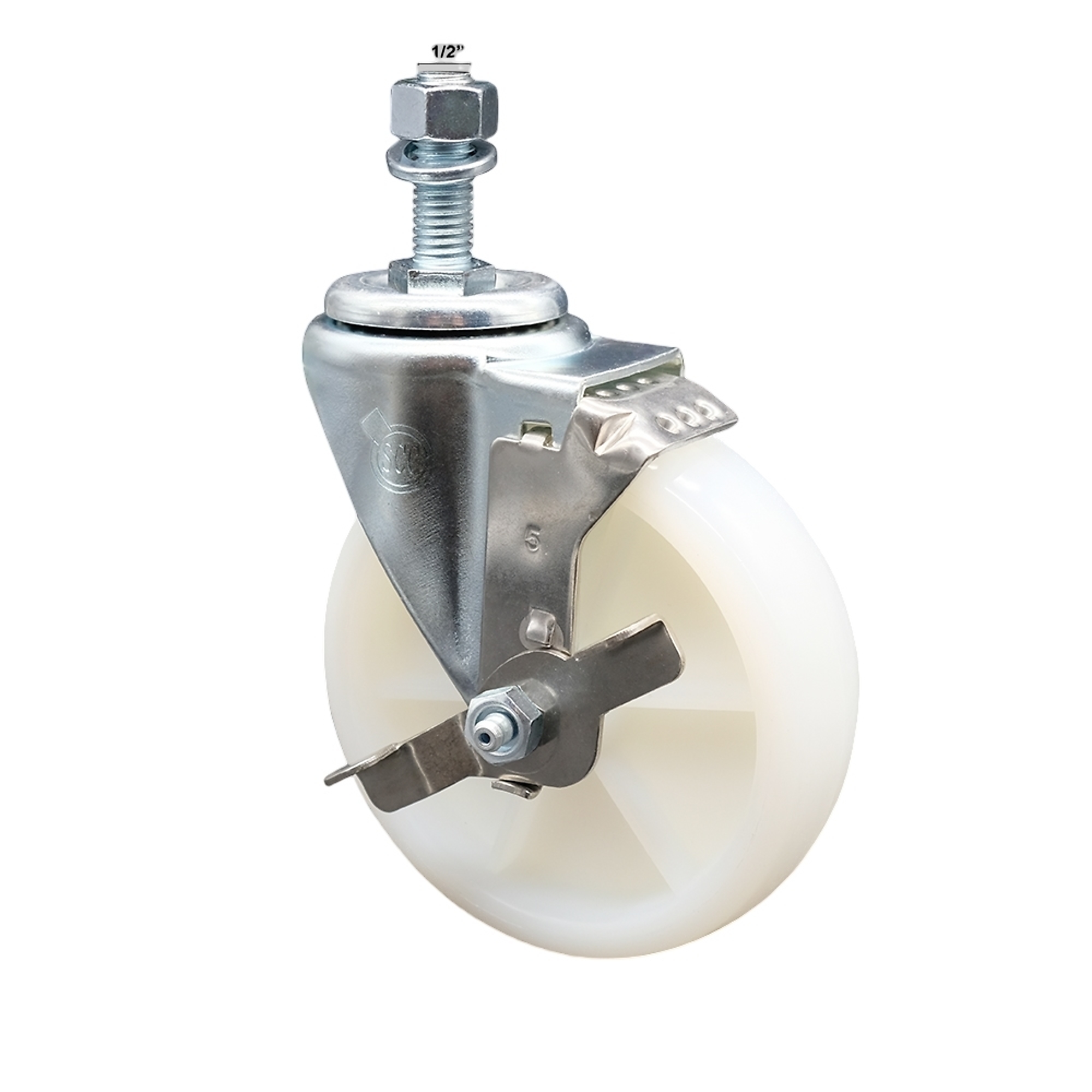 Service Caster, 5Inch x 1 1/4Inch Stem Caster, Wheel Diameter 5 in, Caster Type Swivel, Package (qty.) 1, Model SCC-SSTS20S514-NYS-TLB-121315