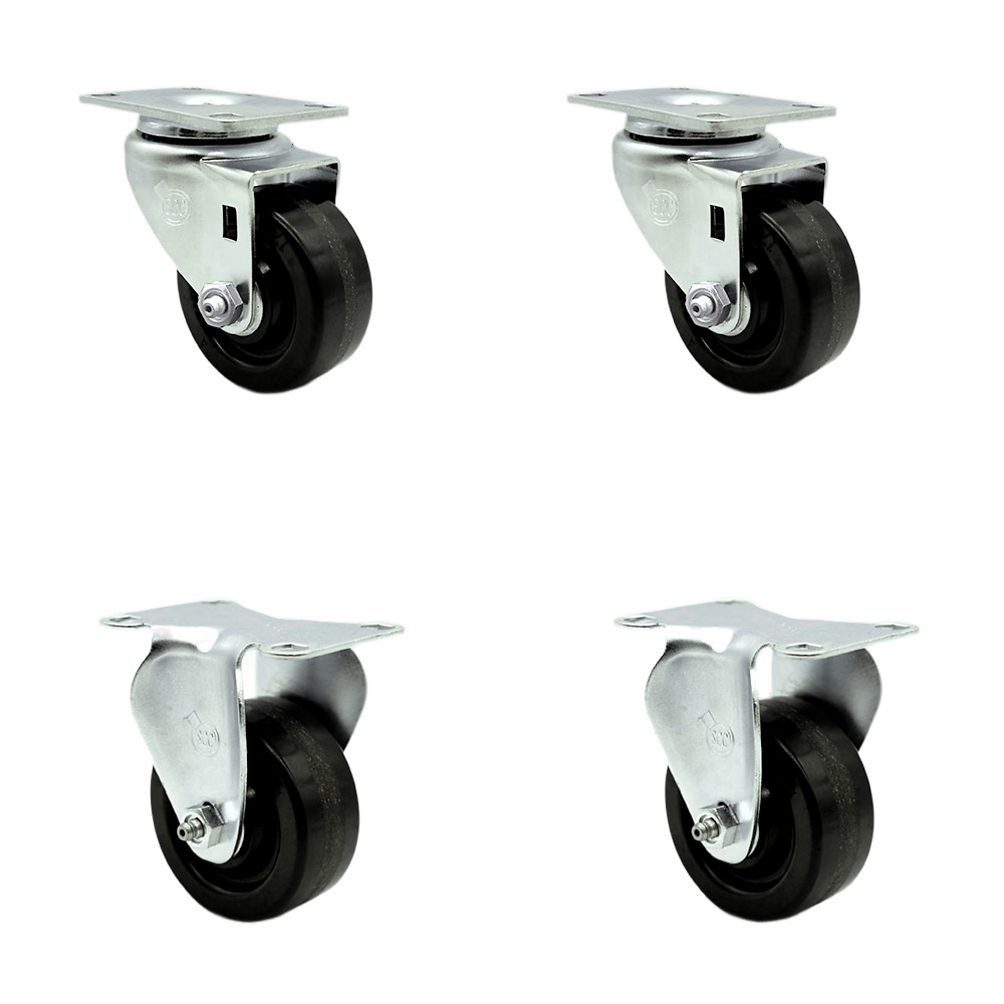 Service Caster, 3Inch x 1 1/4Inch Plate Casters, Wheel Diameter 3 in, Caster Type Swivel, Package (qty.) 4, Model SCC-20S314-PHR-2-R-2