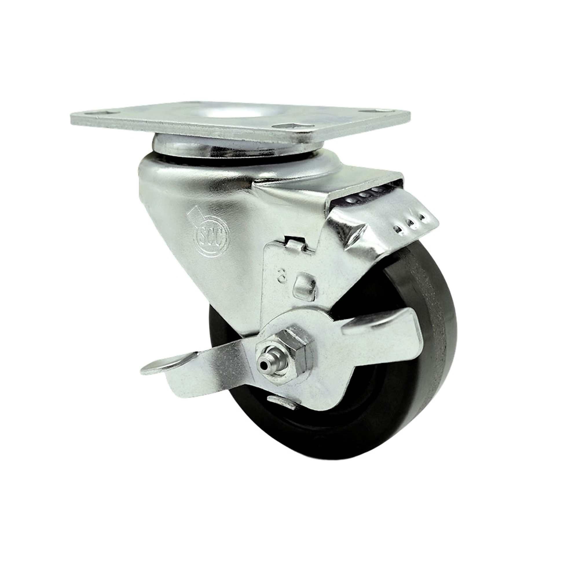 Service Caster, 3Inch x 1 1/4Inch Plate Caster, Wheel Diameter 3 in, Caster Type Swivel, Package (qty.) 1, Model SCC-20S314-PHR-TLB