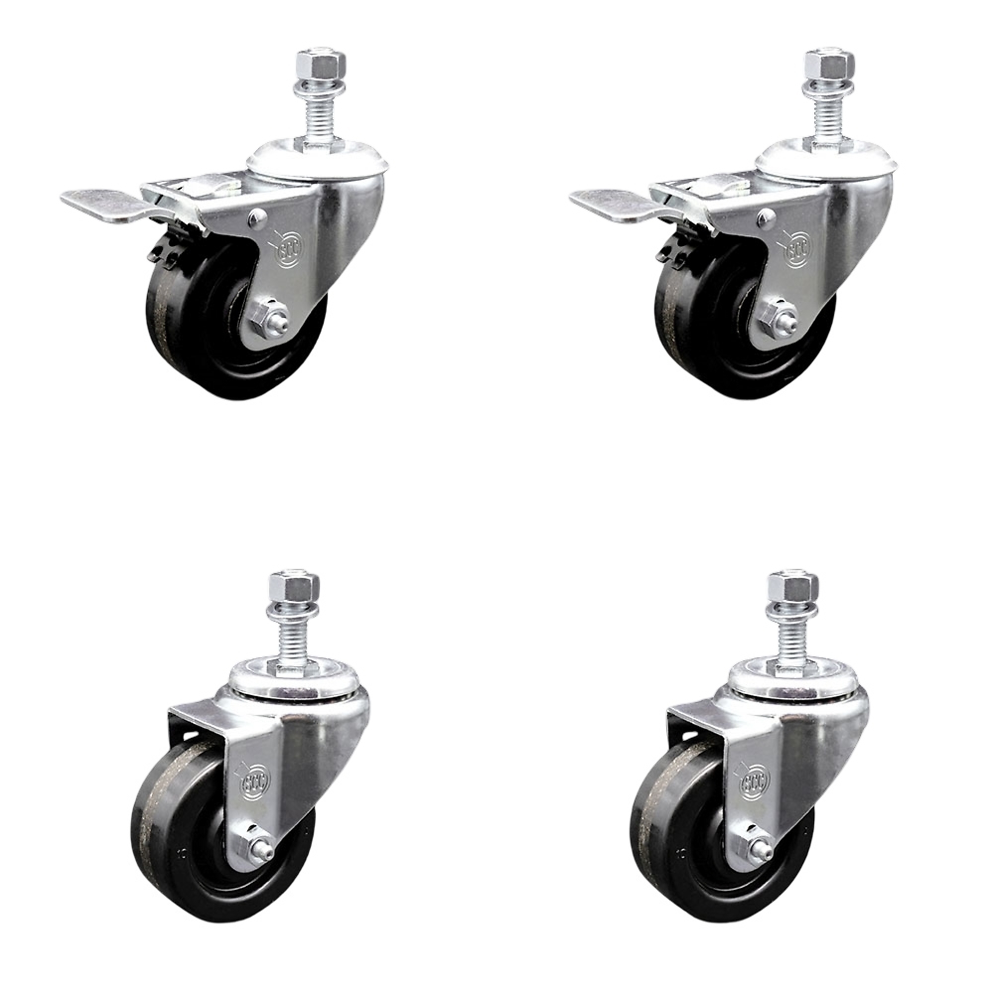 Service Caster, 3 1/2Inch x 1 1/4Inch Stem Casters, Wheel Diameter 3.5 in, Caster Type Swivel, Package (qty.) 4, Model SCC-TSTTL20S3514-PHR-121315-2-S