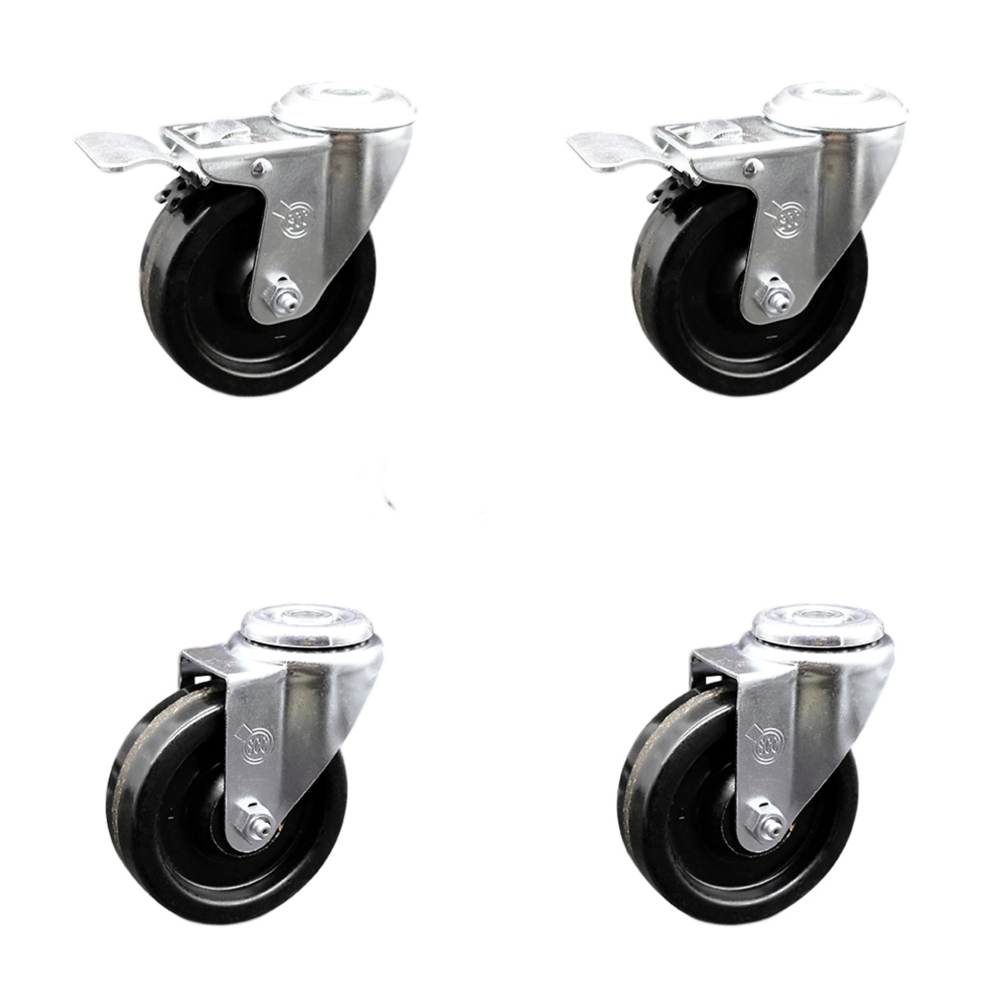 Service Caster, 4Inch x 1 1/4Inch Stem Casters, Wheel Diameter 4 in, Caster Type Swivel, Package (qty.) 4, Model SCC-BHTTL20S414-PHR-2-S-2