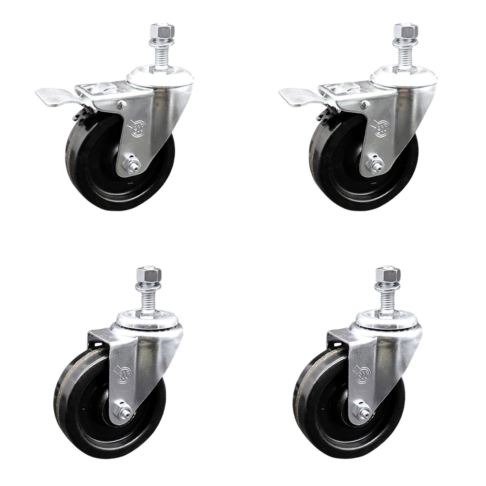 Service Caster, 4Inch x 1 1/4Inch Stem Casters, Wheel Diameter 4 in, Caster Type Swivel, Package (qty.) 4, Model SCC-TSTTL20S414-PHR-121315-2-S-2