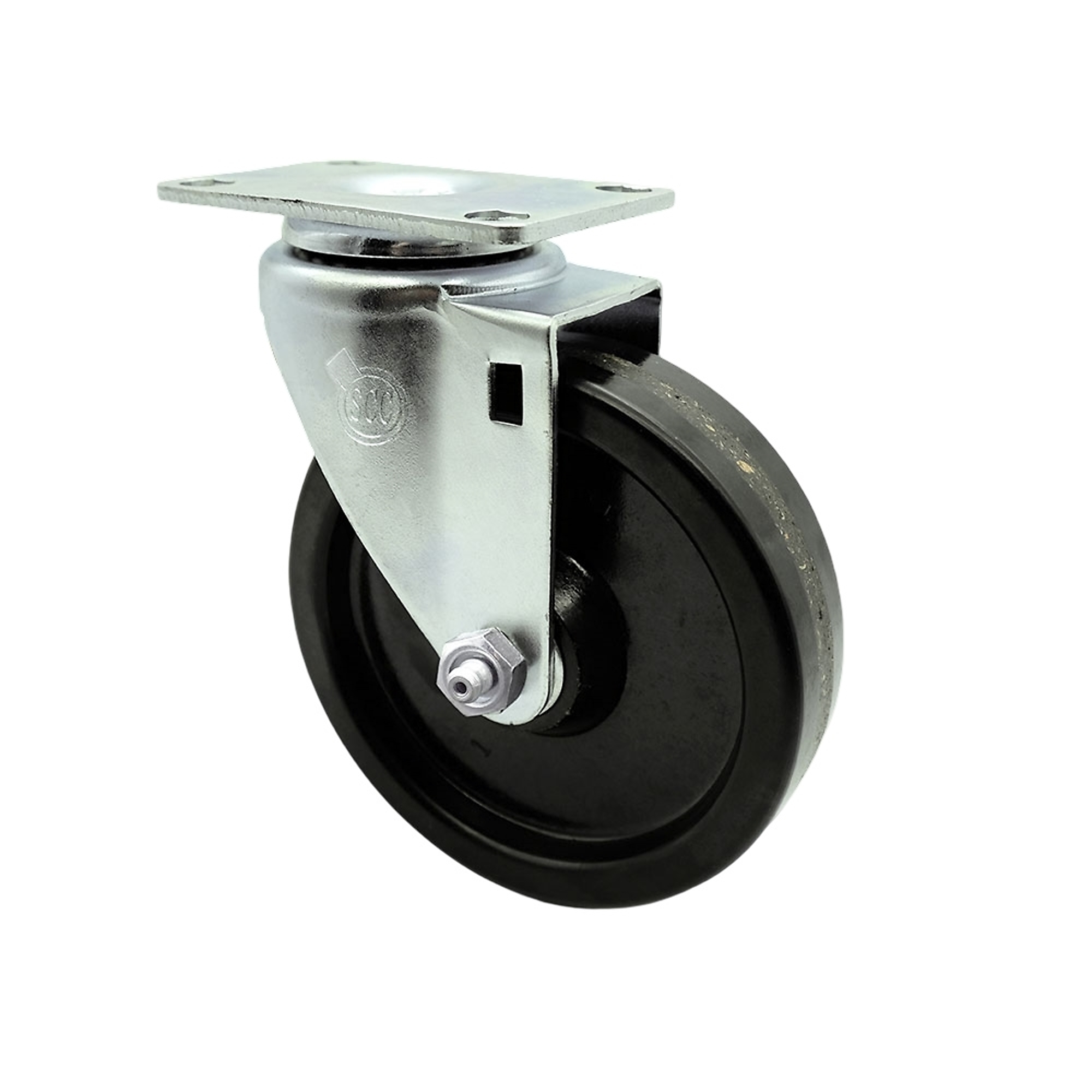 Service Caster, 5Inch x 1 1/4Inch Plate Caster, Wheel Diameter 5 in, Caster Type Swivel, Package (qty.) 1, Model SCC-20S514-PHR