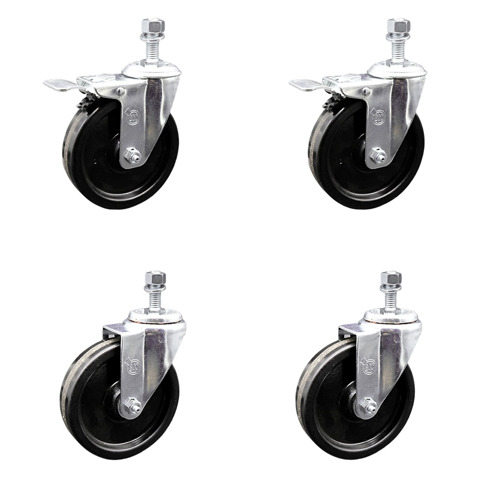 Service Caster, 5Inch x 1 1/4Inch Stem Casters, Wheel Diameter 5 in, Caster Type Swivel, Package (qty.) 4, Model SCC-TSTTL20S514-PHR-121315-2-S-2