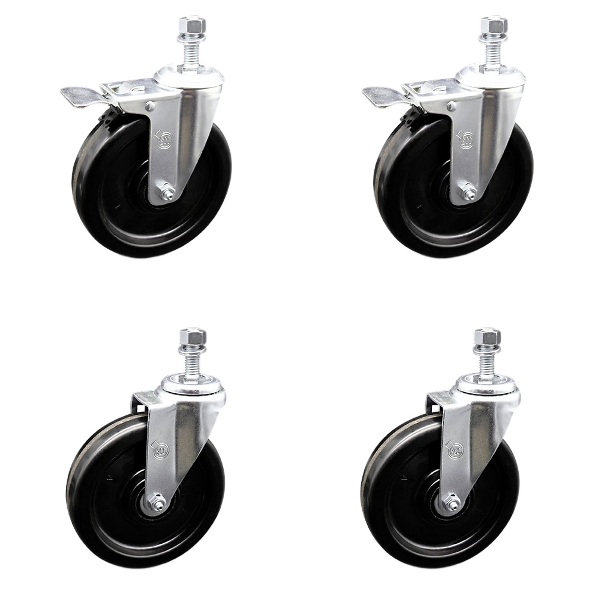 Service Caster, 6Inch x 1 1/2Inch Stem Casters, Wheel Diameter 6 in, Caster Type Swivel, Package (qty.) 4, Model SCC-TSTTL20S615-PHR-381615-2-S-2