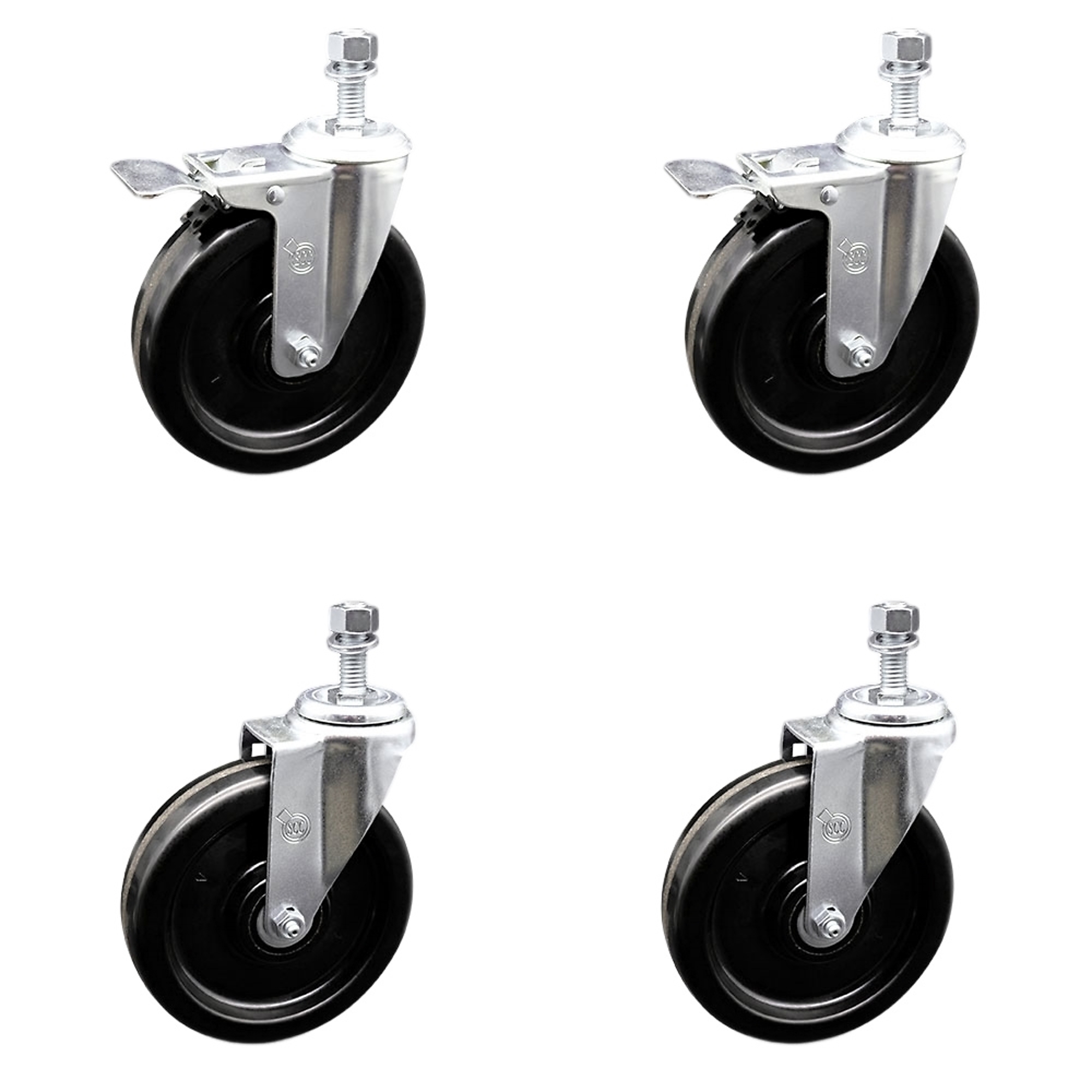 Service Caster, 6Inch x 1 1/2Inch Stem Casters, Wheel Diameter 6 in, Caster Type Swivel, Package (qty.) 4, Model SCC-TSTTL20S615-PHR-121315-2-S-2