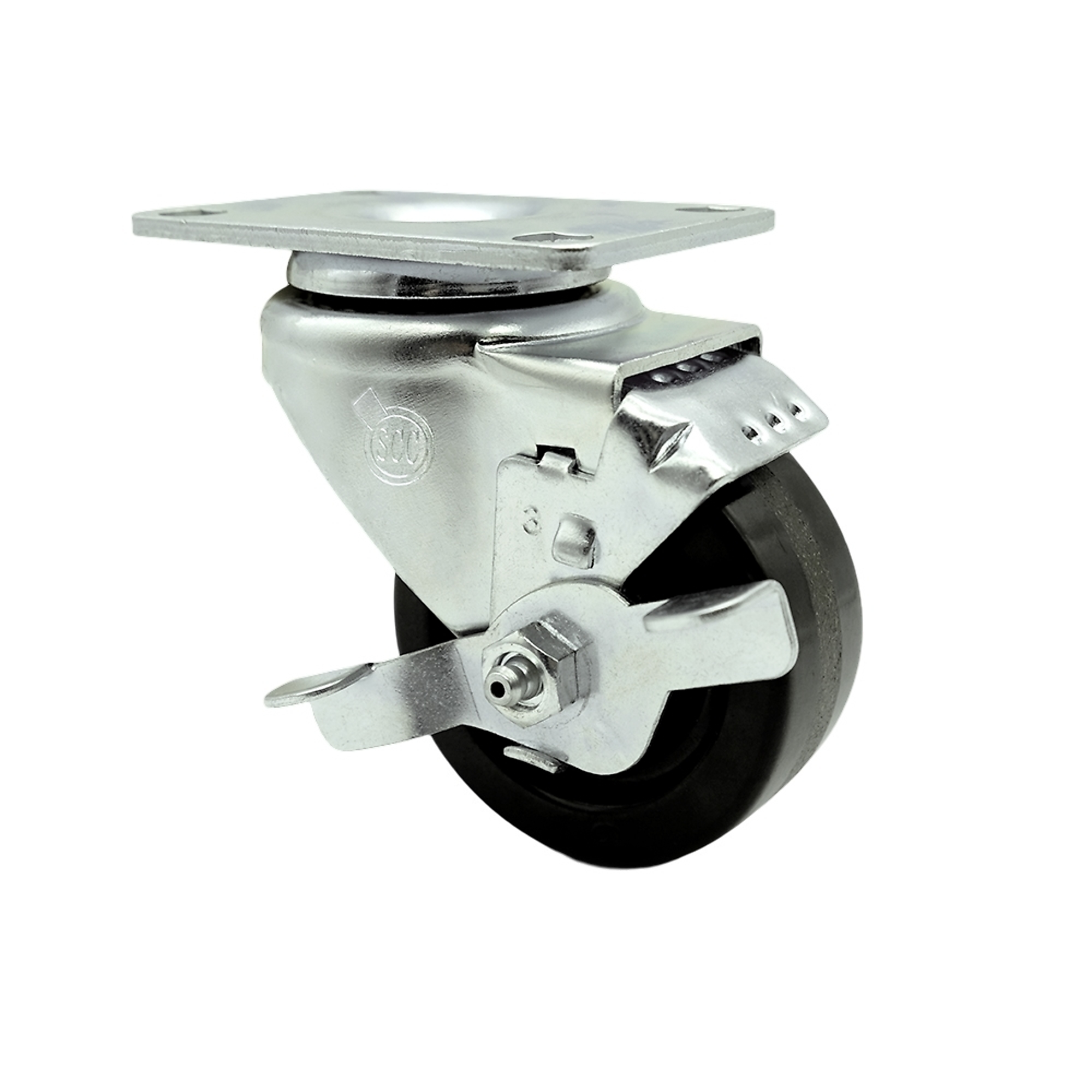 Service Caster, 3Inch x 1 1/4Inch Plate Caster, Wheel Diameter 3 in, Caster Type Swivel, Package (qty.) 1, Model SCC-SS20S314-PHS-TLB