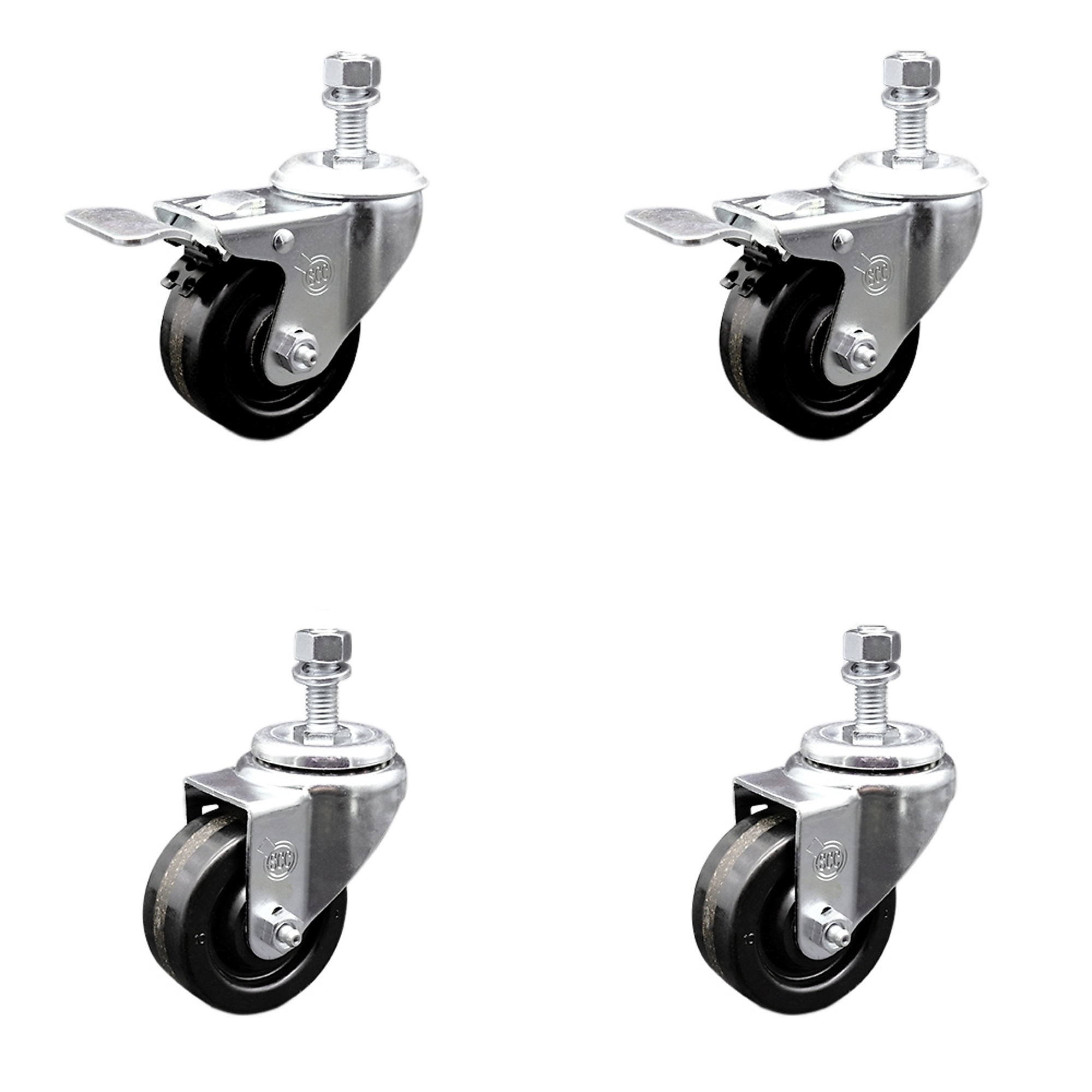 Service Caster, 3 1/2Inch x 1 1/4Inch Stem Casters, Wheel Diameter 3.5 in, Caster Type Swivel, Package (qty.) 4, Model SCC-SSTSTTL20S3514-PHS-121315-2