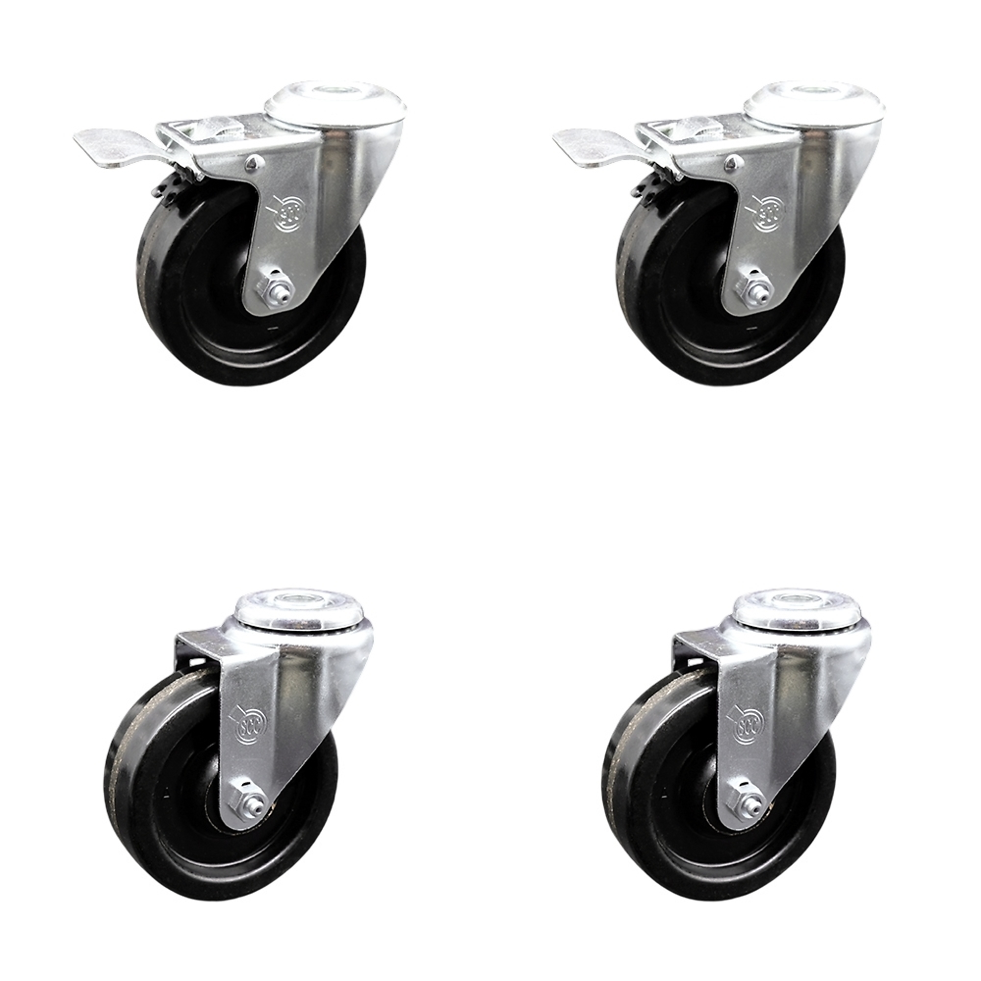 Service Caster, 4Inch x 1 1/4Inch Stem Casters, Wheel Diameter 4 in, Caster Type Swivel, Package (qty.) 4, Model SCC-BHTTL20S414-PHS-2-S-2