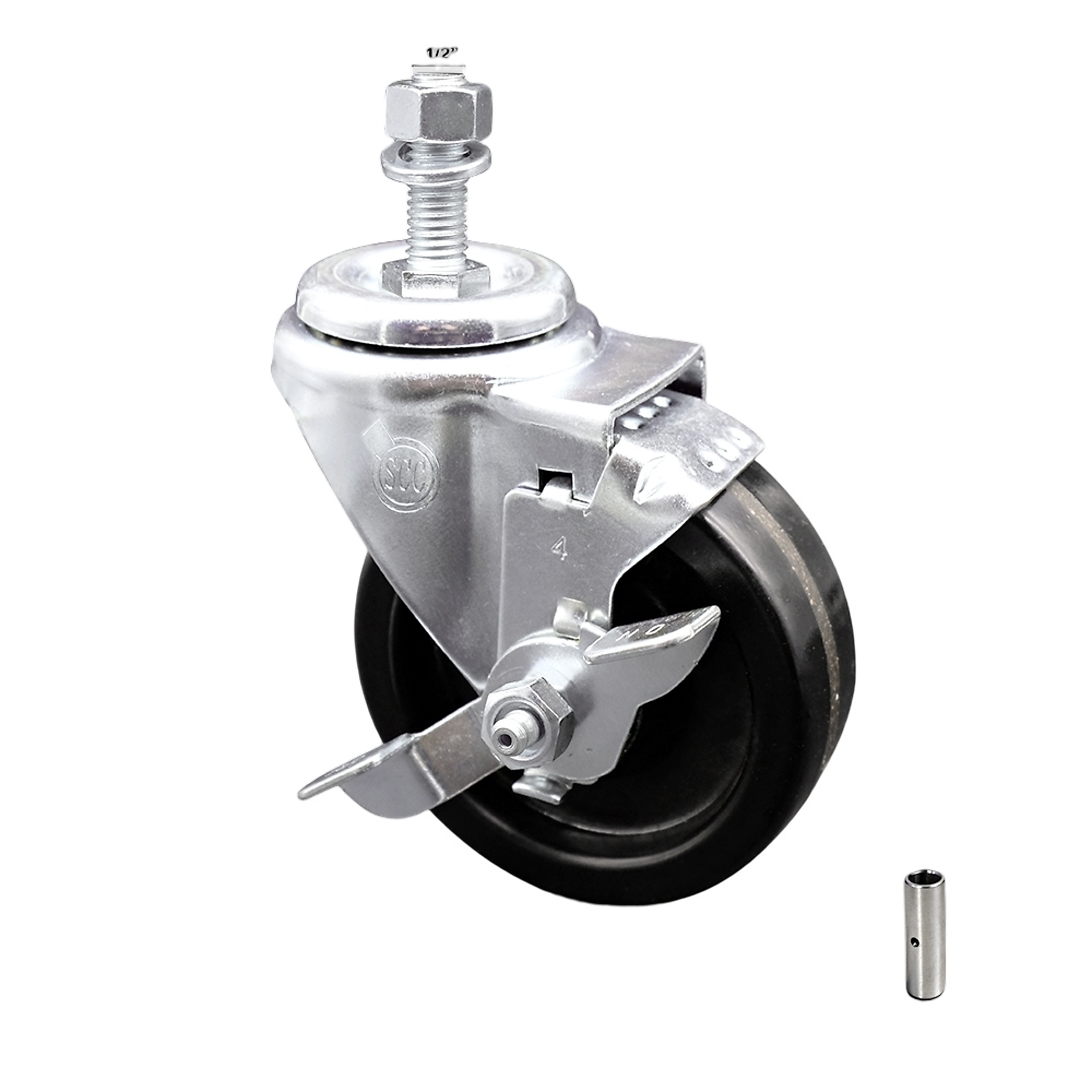 Service Caster, 4Inch x 1 1/4Inch Stem Caster, Wheel Diameter 4 in, Caster Type Swivel, Package (qty.) 1, Model SCC-SSTS20S414-PHS-TLB-121315