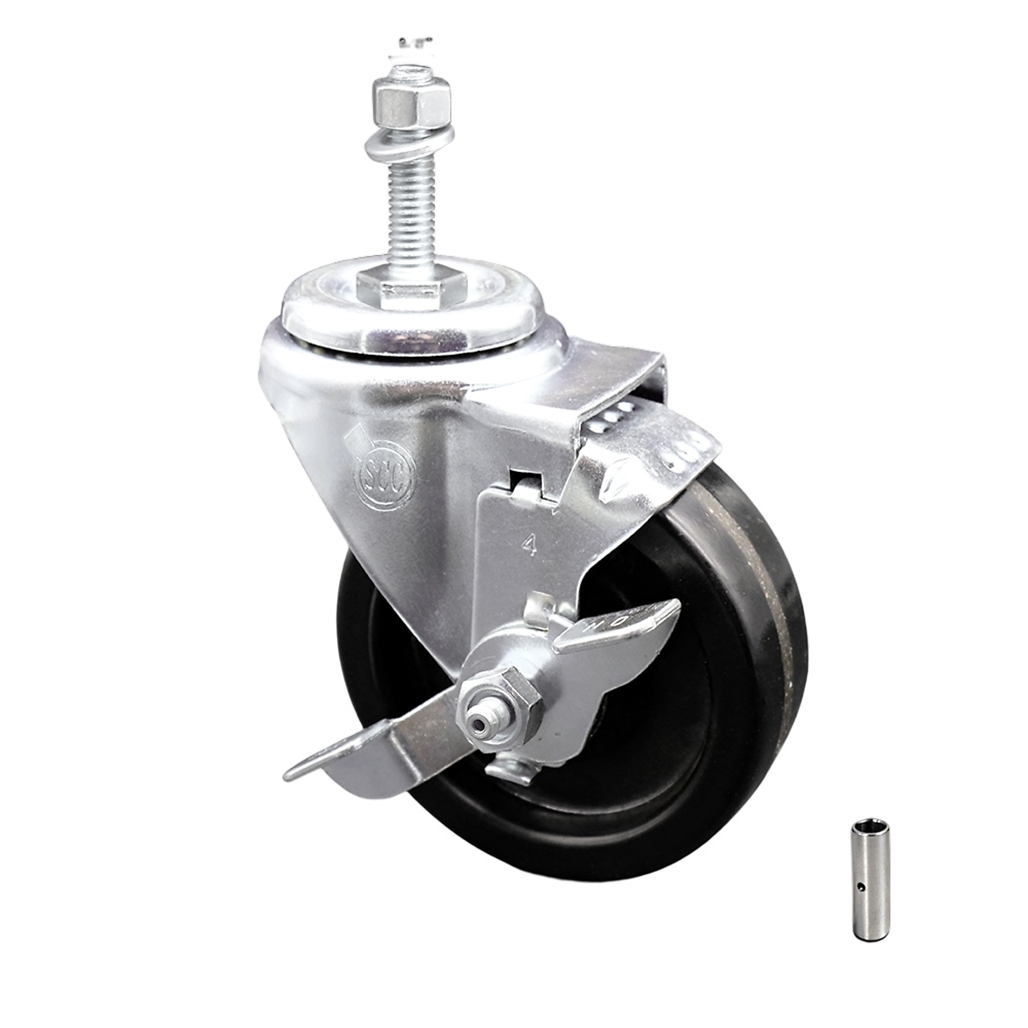 Service Caster, 4Inch x 1 1/4Inch Stem Caster, Wheel Diameter 4 in, Caster Type Swivel, Package (qty.) 1, Model SCC-SSTS20S414-PHS-TLB-381615