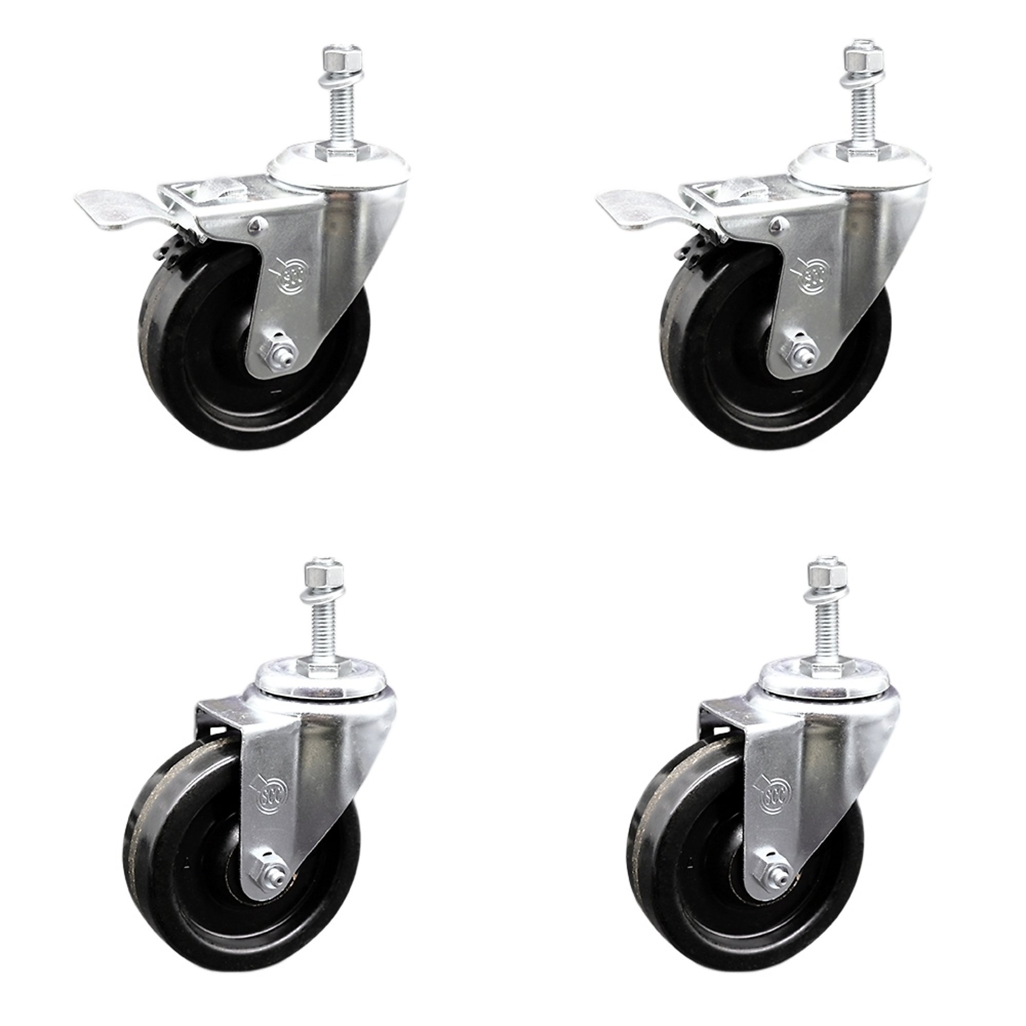 Service Caster, 4Inch x 1 1/4Inch Stem Casters, Wheel Diameter 4 in, Caster Type Swivel, Package (qty.) 4, Model SCC-SSTSTTL20S414-PHS-M1015-2-S-2