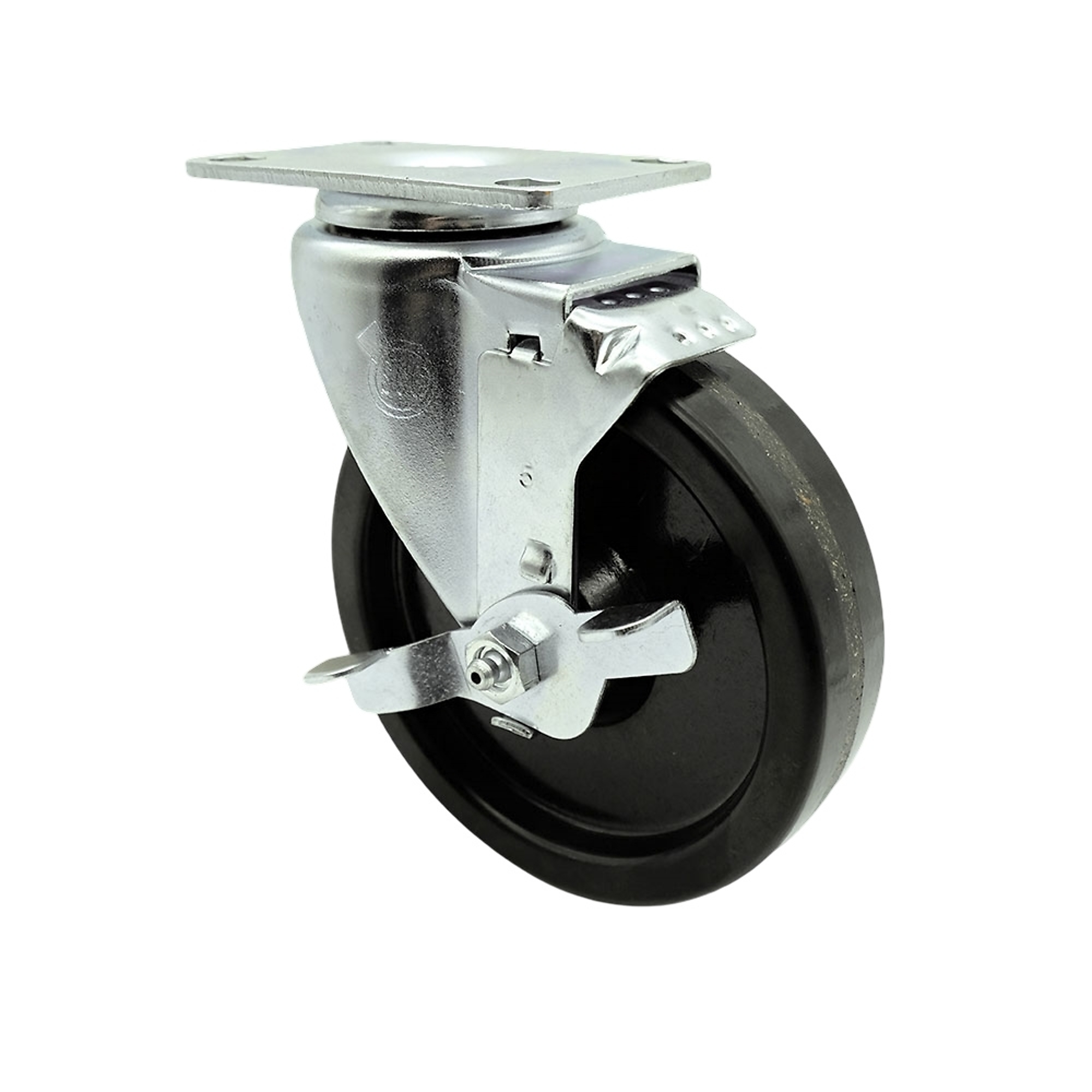 Service Caster, 5Inch x 1 1/4Inch Plate Caster, Wheel Diameter 5 in, Caster Type Swivel, Package (qty.) 1, Model SCC-20S514-PHS-TLB