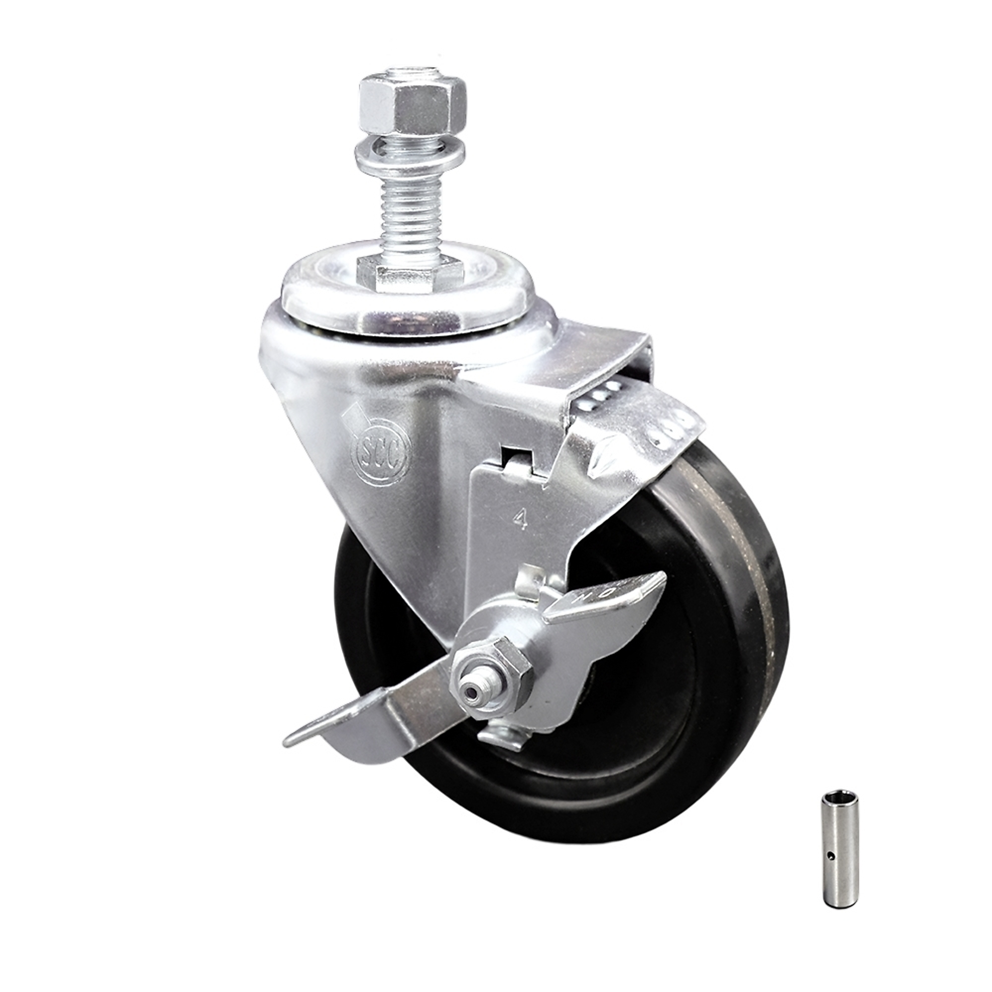 Service Caster, 4Inch x 1 1/4Inch Stem Caster, Wheel Diameter 4 in, Caster Type Swivel, Package (qty.) 1, Model SCC-SSTS20S414-PHS-TLB-M1215