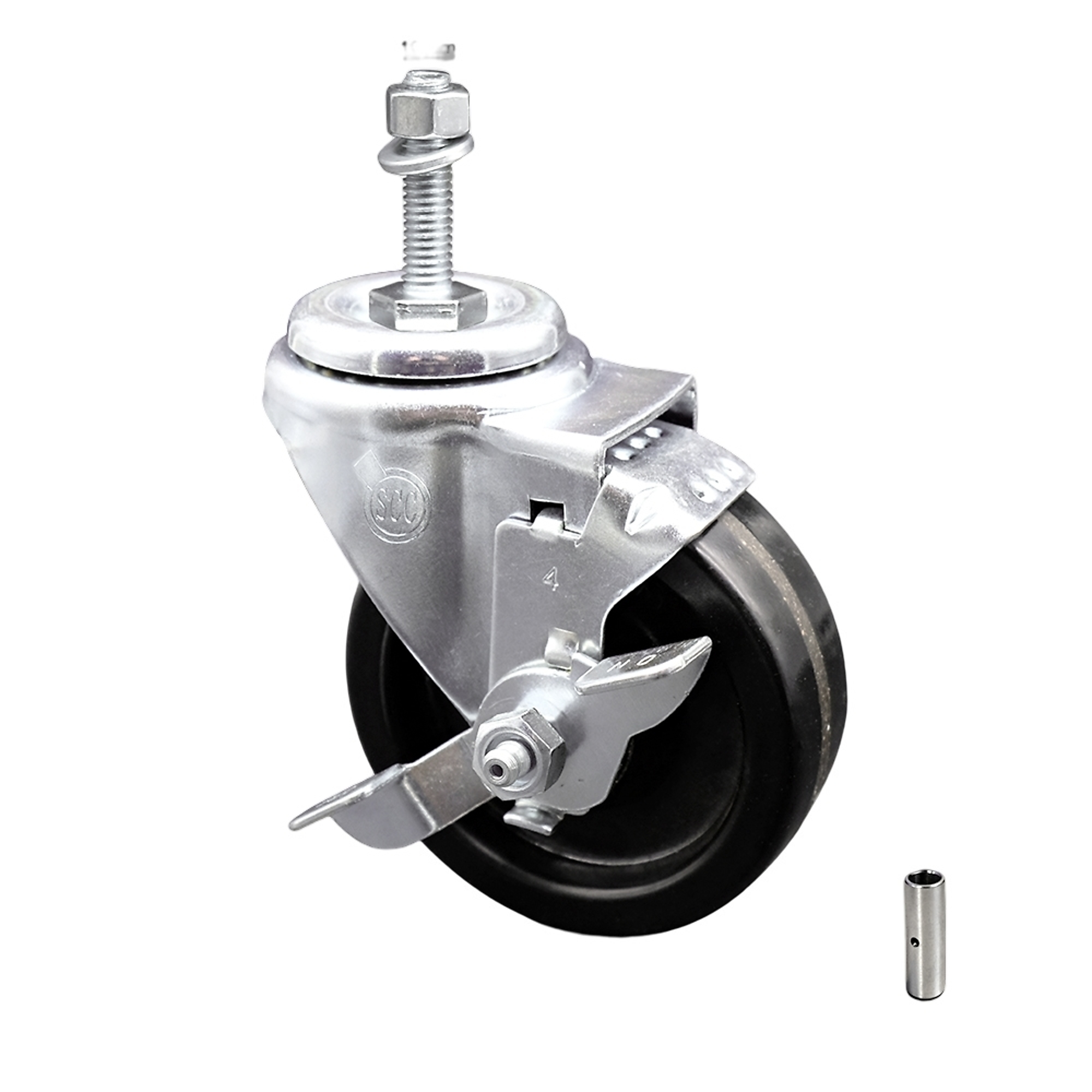 Service Caster, 4Inch x 1 1/4Inch Stem Caster, Wheel Diameter 4 in, Caster Type Swivel, Package (qty.) 1, Model SCC-SSTS20S414-PHS-TLB-M1015