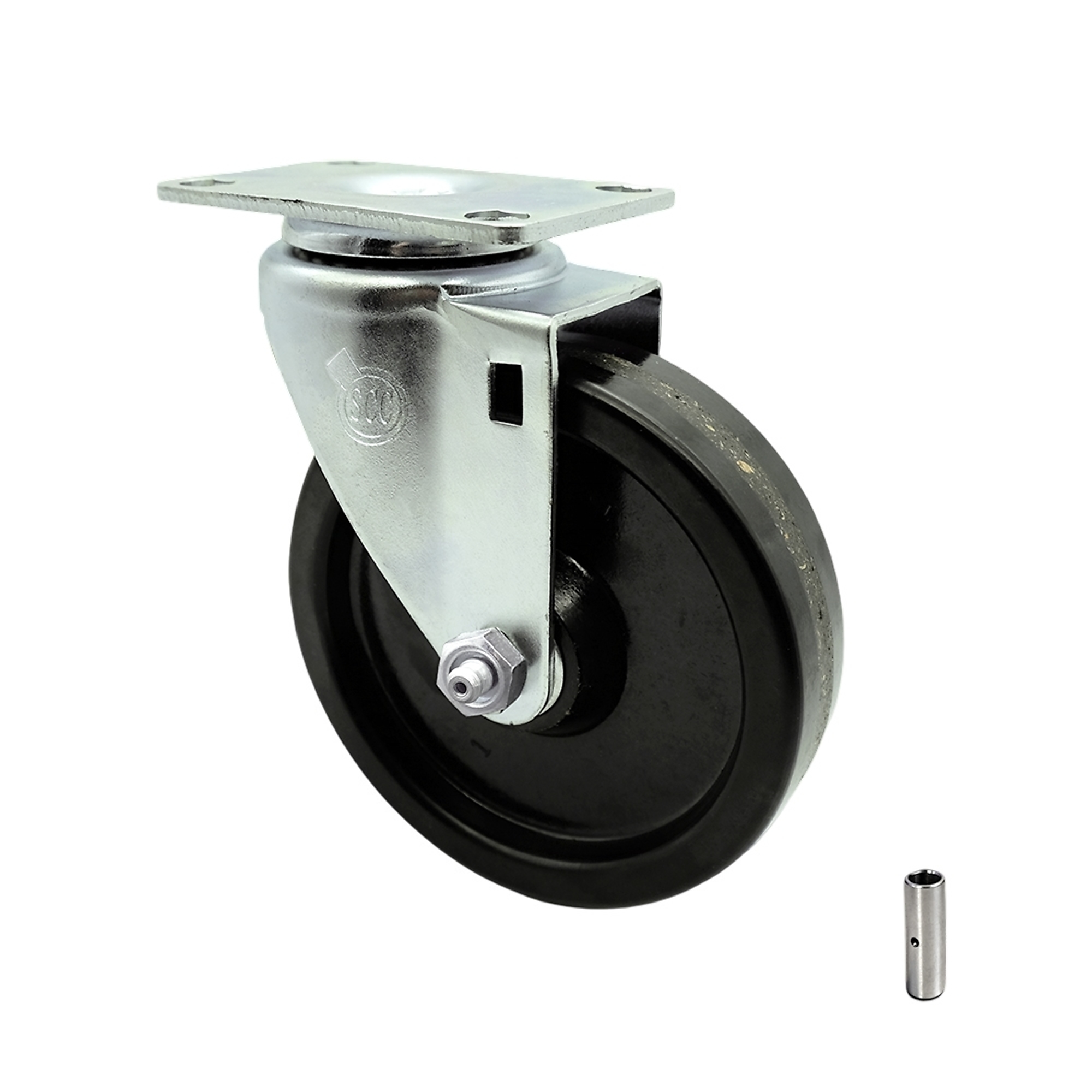 Service Caster, 5Inch x 1 1/4Inch Plate Caster, Wheel Diameter 5 in, Caster Type Swivel, Package (qty.) 1, Model SCC-SS20S514-PHS