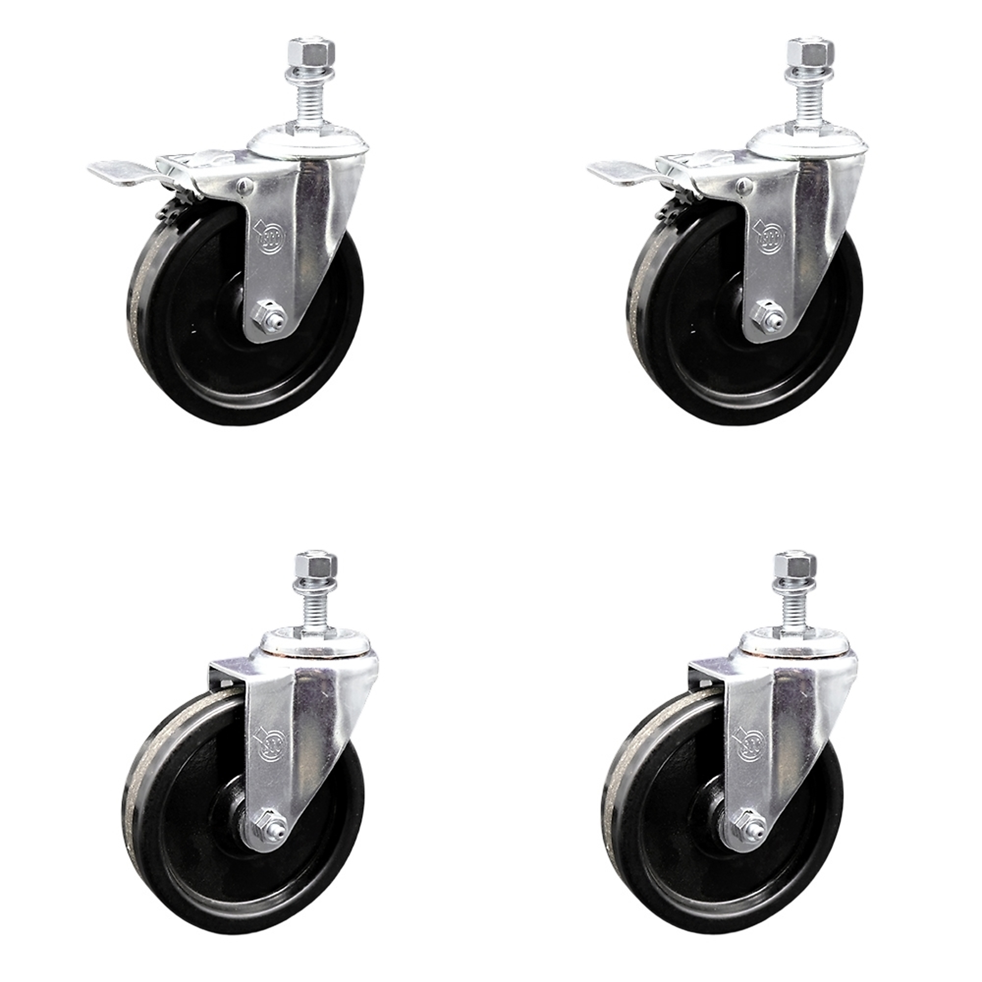 Service Caster, 5Inch x 1 1/4Inch Stem Casters, Wheel Diameter 5 in, Caster Type Swivel, Package (qty.) 4, Model SCC-TSTTL20S514-PHS-121315-2-S-2