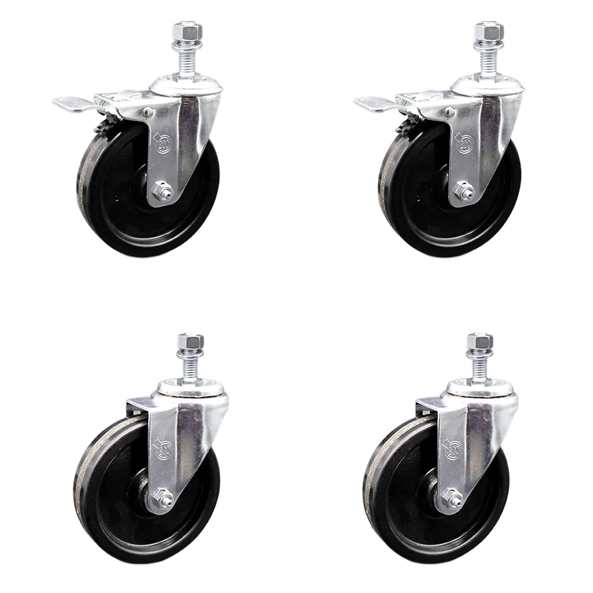 Service Caster, 5Inch x 1 1/4Inch Stem Casters, Wheel Diameter 5 in, Caster Type Swivel, Package (qty.) 4, Model SCC-SSTSTTL20S514-PHS-121315-2-S-2