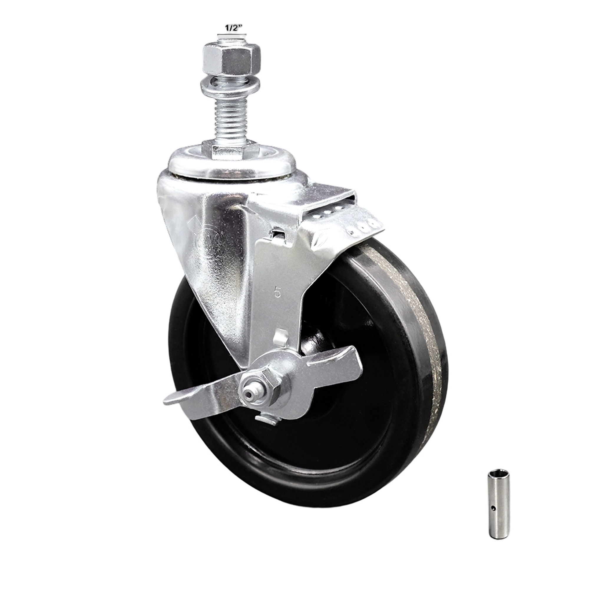 Service Caster, 5Inch x 1 1/4Inch Stem Caster, Wheel Diameter 5 in, Caster Type Swivel, Package (qty.) 1, Model SCC-SSTS20S514-PHS-TLB-121315