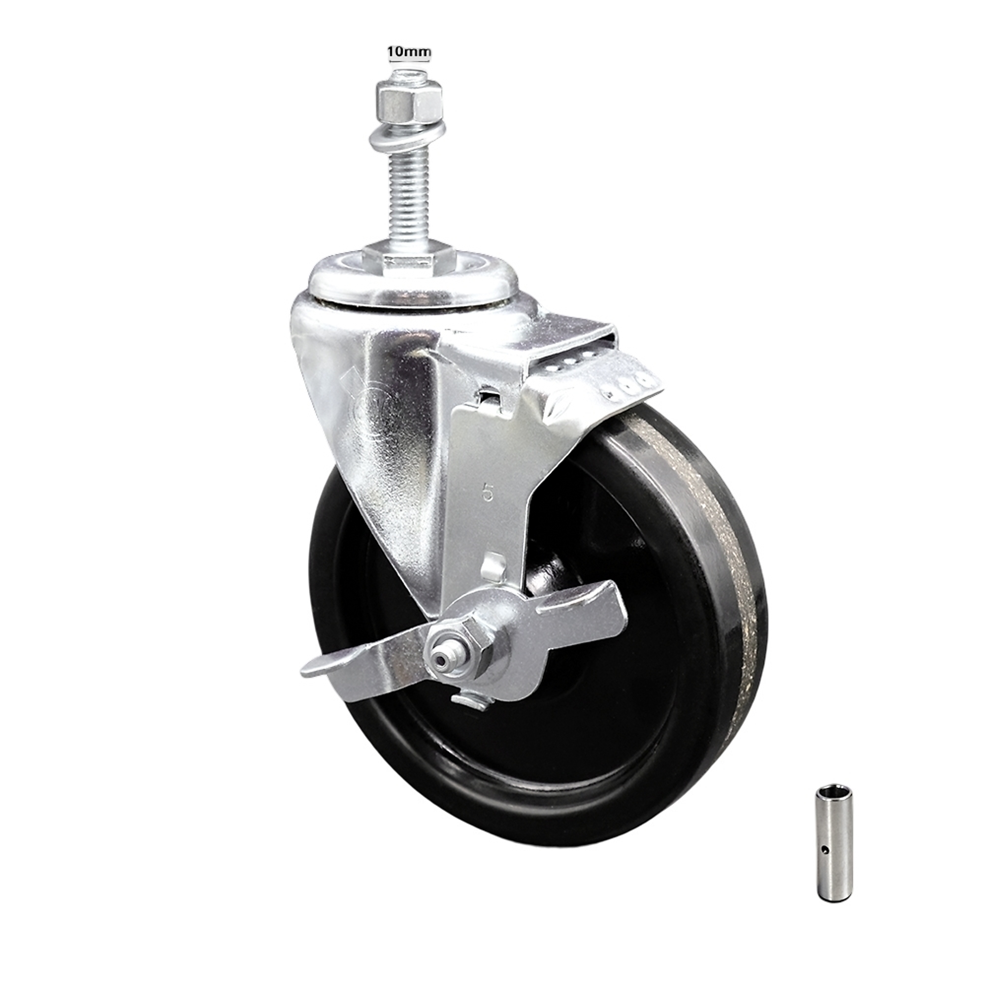 Service Caster, 5Inch x 1 1/4Inch Stem Caster, Wheel Diameter 5 in, Caster Type Swivel, Package (qty.) 1, Model SCC-SSTS20S514-PHS-TLB-M1015