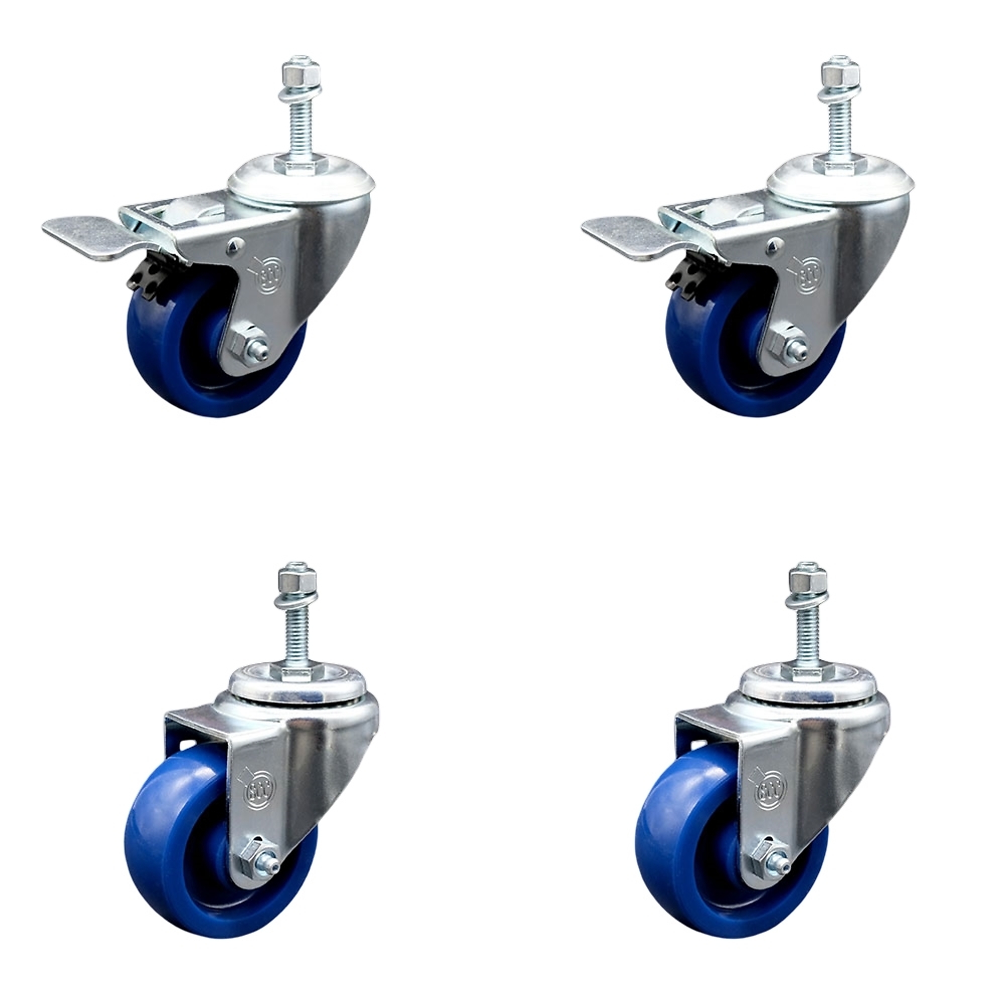 Service Caster, 3Inch x 1 1/4Inch Stem Casters, Wheel Diameter 3 in, Caster Type Swivel, Package (qty.) 4, Model SCC-TSTTL20S314-SPUS-381615-2-S-2