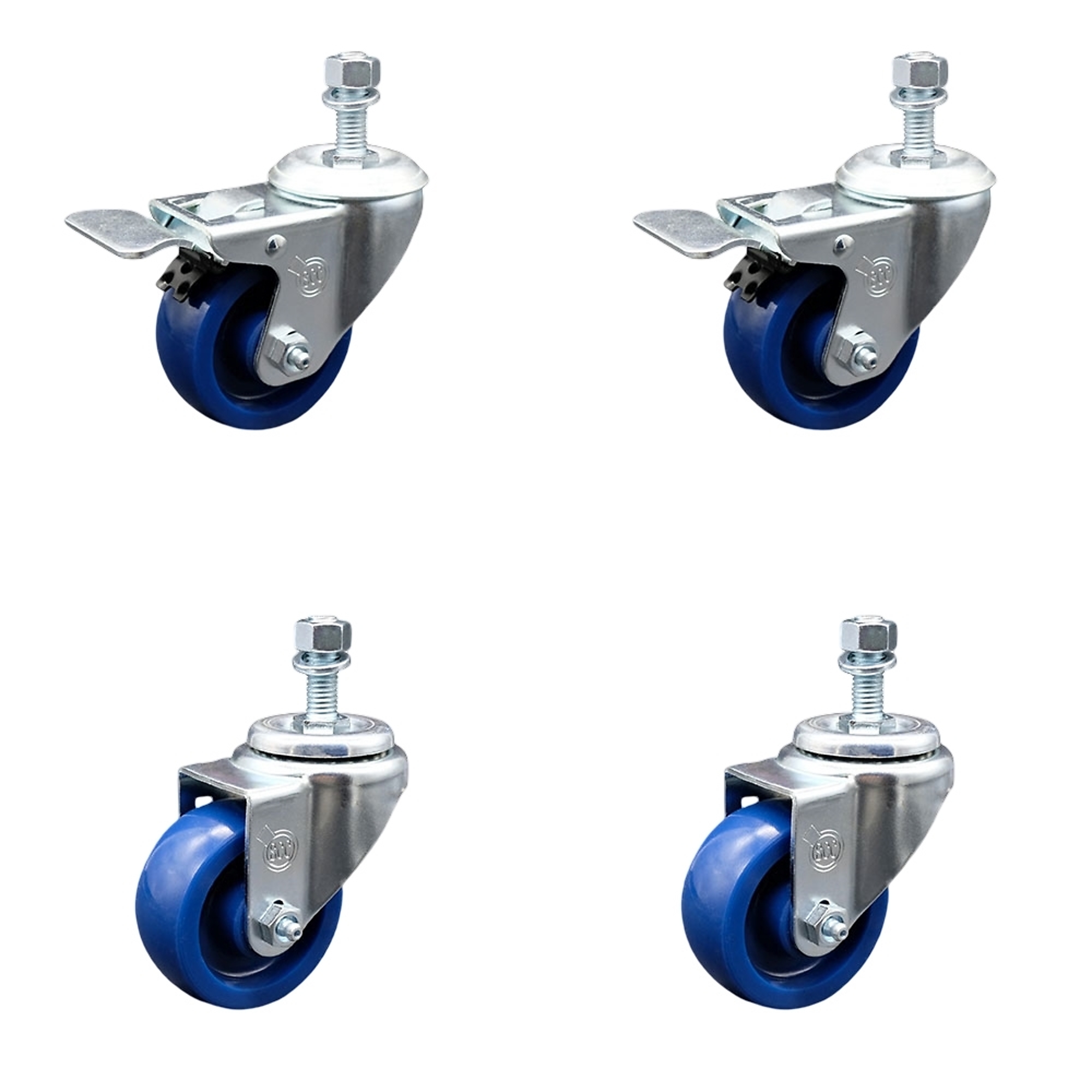 Service Caster, 3Inch x 1 1/4Inch Stem Casters, Wheel Diameter 3 in, Caster Type Swivel, Package (qty.) 4, Model SCC-TSTTL20S314-SPUS-121315-2-S-2