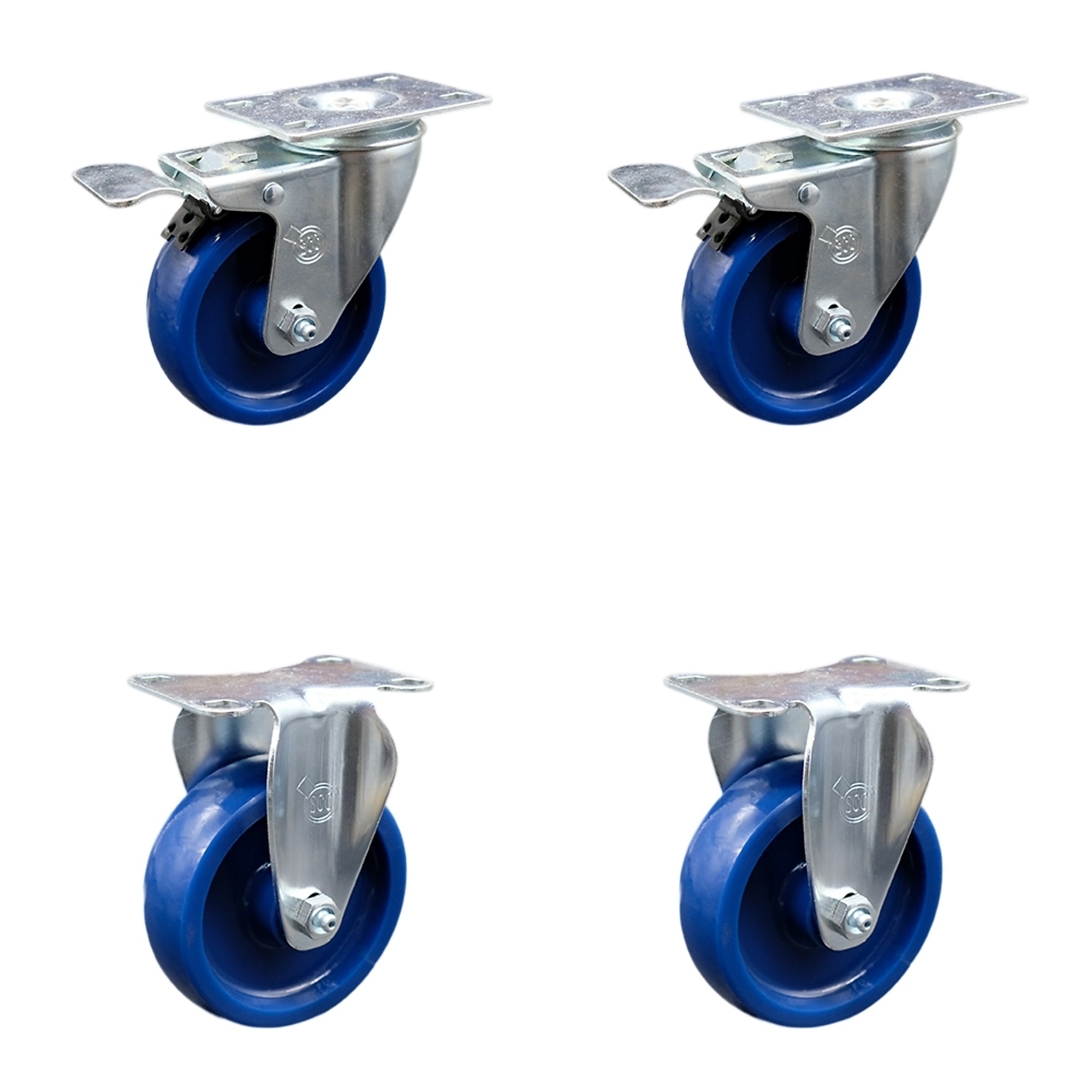 Service Caster, 4Inch x 1 1/4Inch Plate Casters, Wheel Diameter 4 in, Caster Type Swivel, Package (qty.) 4, Model SCC-SSTTL20S414-SPUS-2-R-2